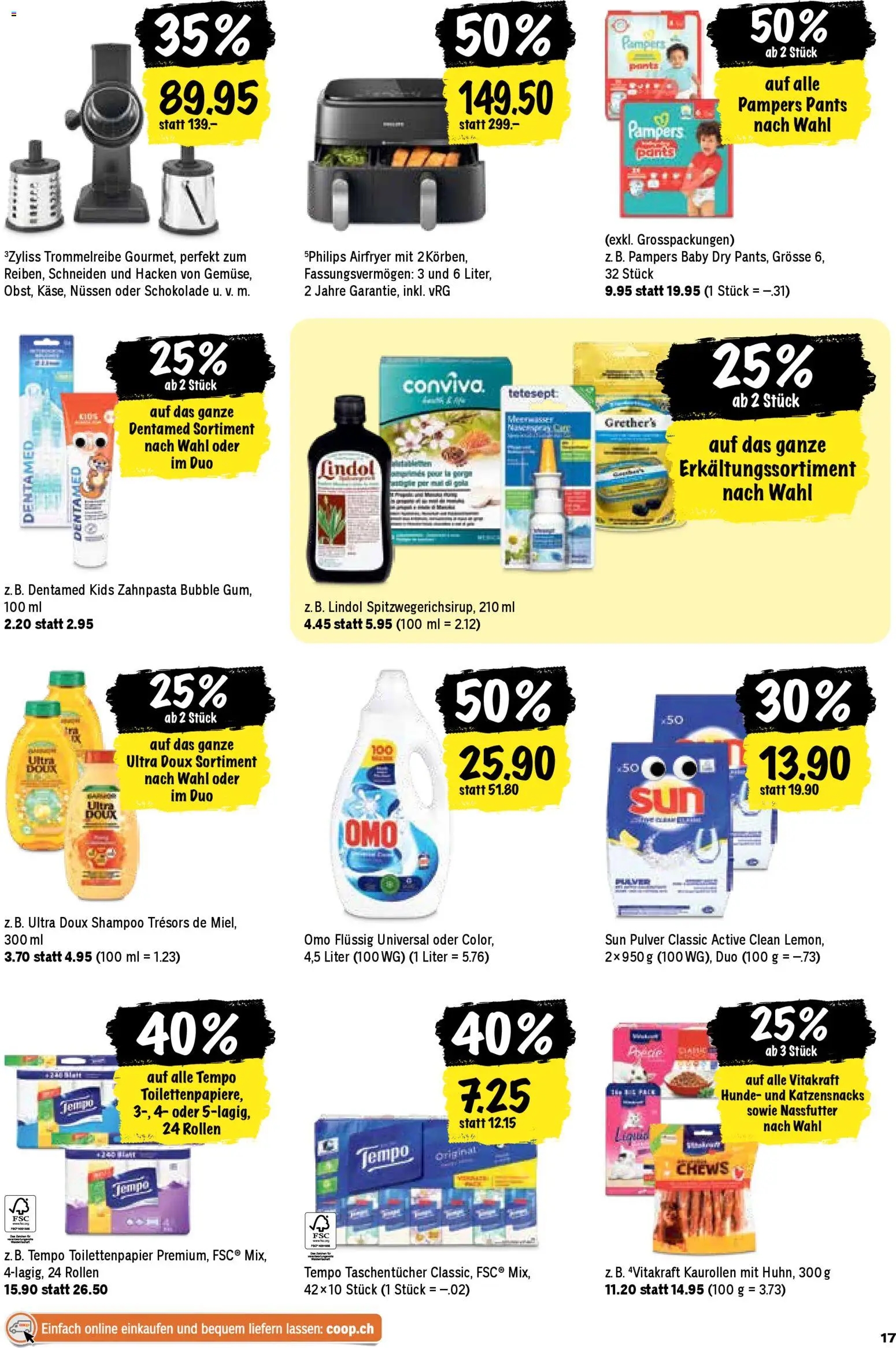 Coop Aktionen – gültig ab 04.12.2025 | Seite: 17 | Produkte: Pulver, Shampoo, Philips, Toilettenpapier
