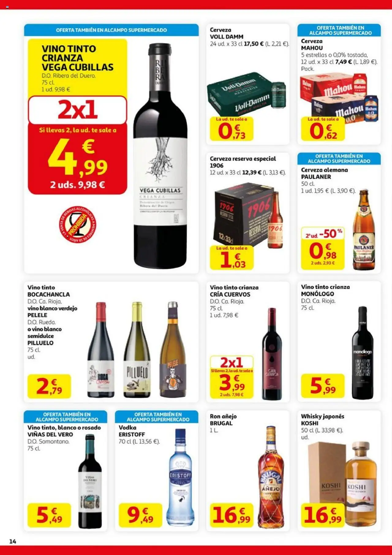 Alcampo - HP Nacional Unificado │ válido desde el 11.09.2025 | Página: 14 | Productos: Ron, Vino, Cerveza, Vodka