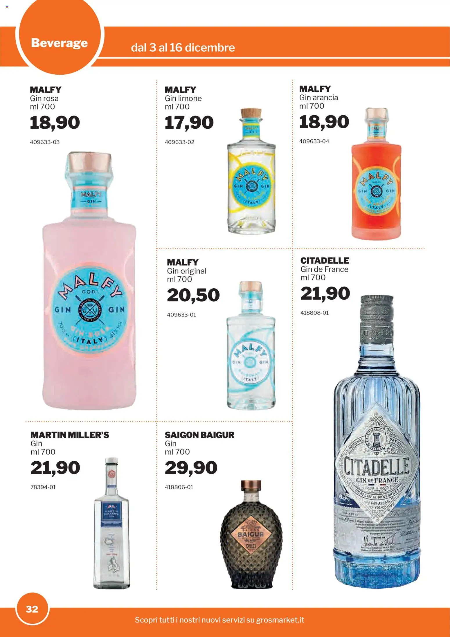 Volantino Sogegross del 03.12.2025 | Pagina: 32 | Prodotti: Gin, Limone, Arancia