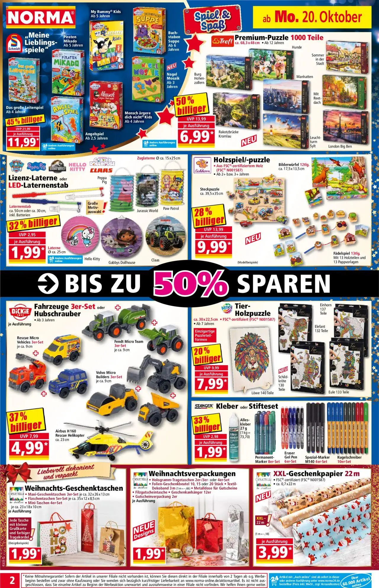 Norma Prospekt 	 – gültig ab 20.10.2025 | Seite: 2 | Produkte: Spiel, Tasche, Batterien
