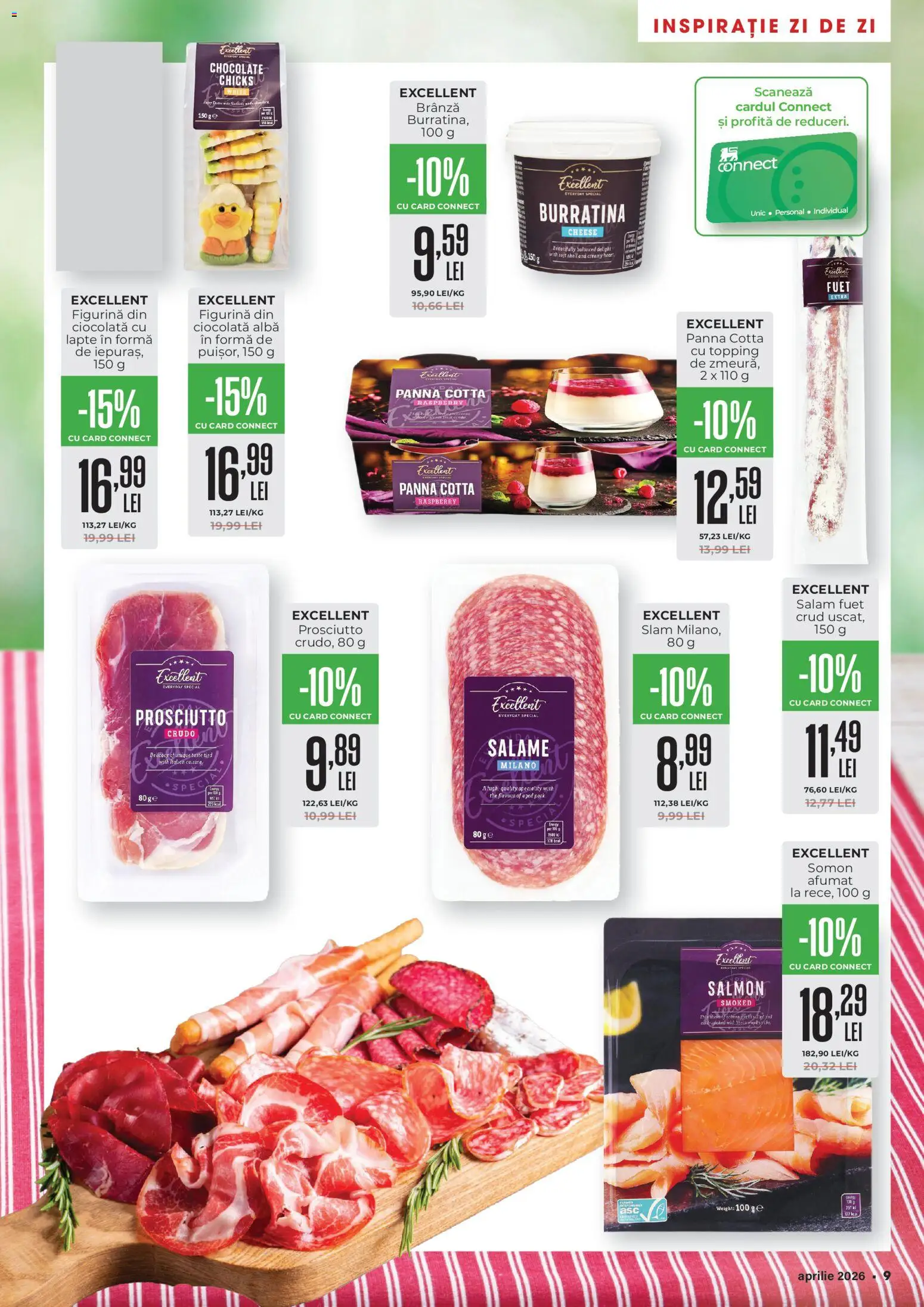 Noul catalog Mega Image – valabil de la 26.03.2026 | Pagină: 9 | Produse: Lapte, Brânză, Ciocolată, Salam