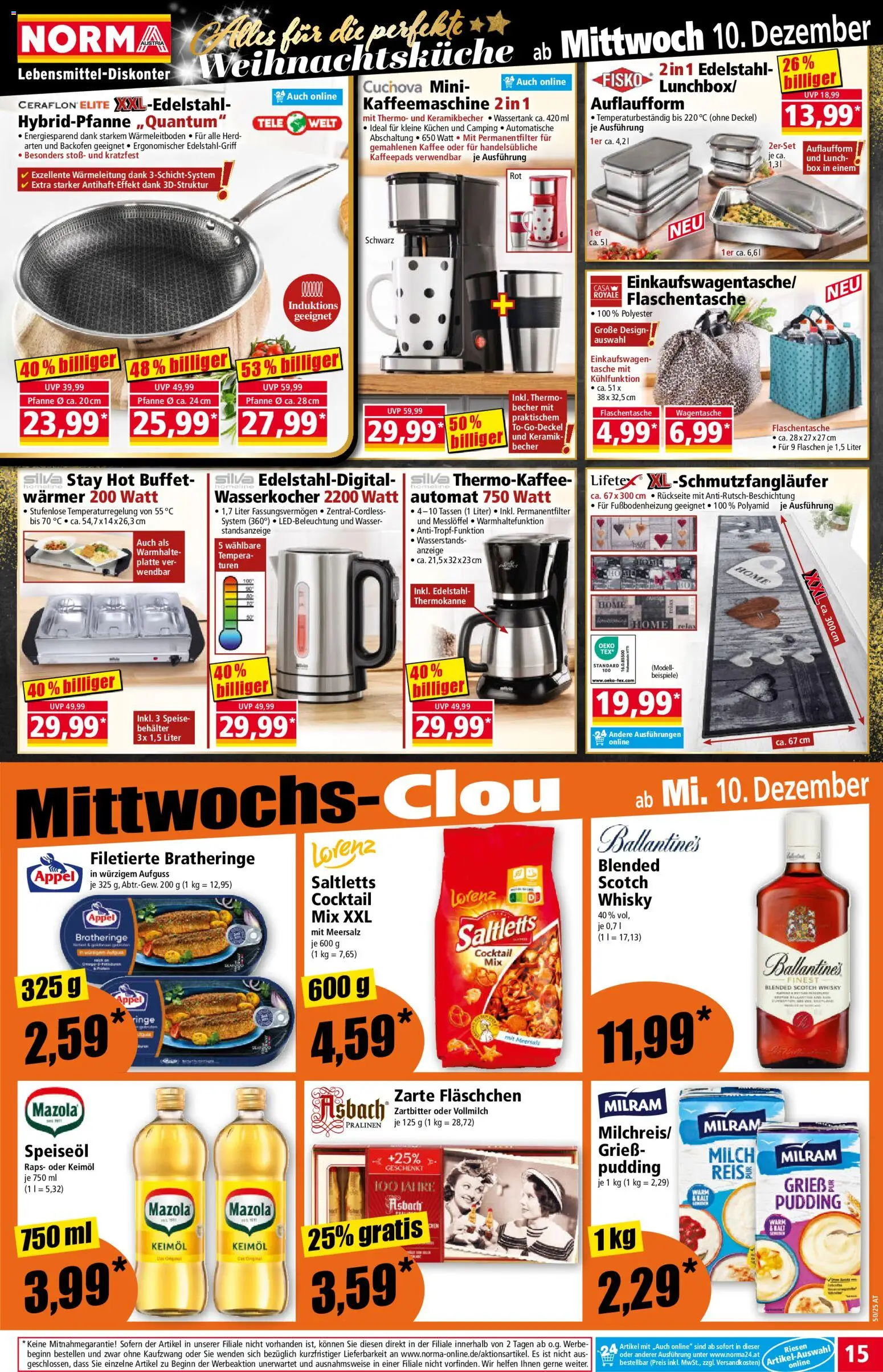 Norma Flugblatt gültig ab 08.12.2025 | Seite: 15 | Produkte: Wasser, Tasche, Wasserkocher, Box