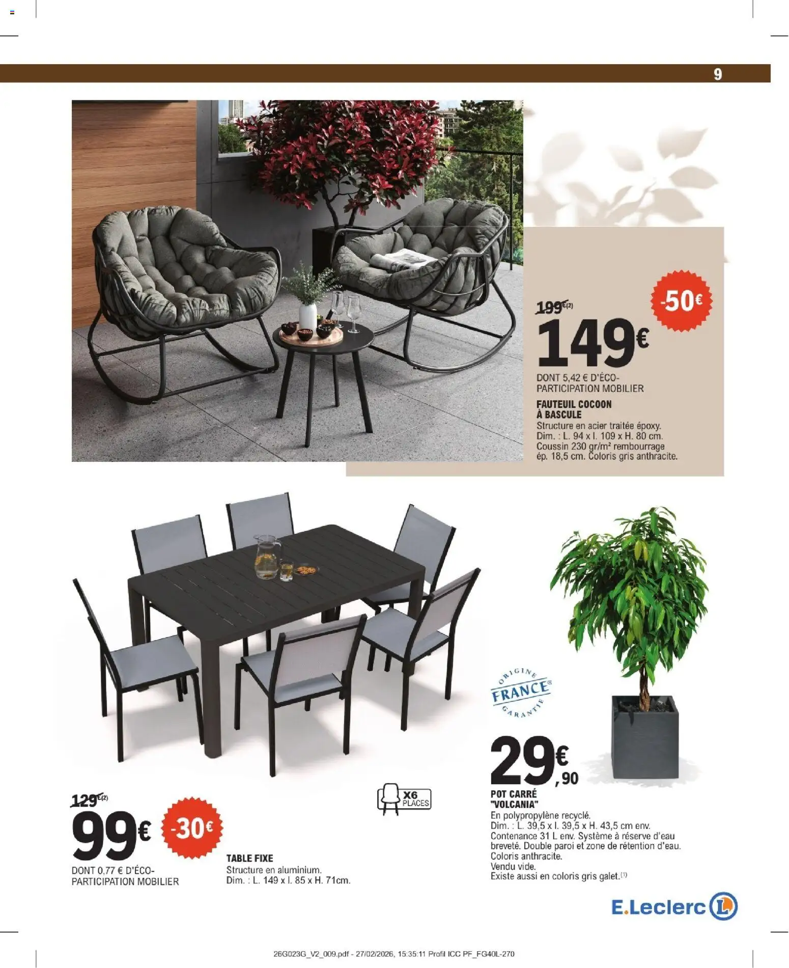 {H1} | Page: 9 | Produits: Fauteuil, Table