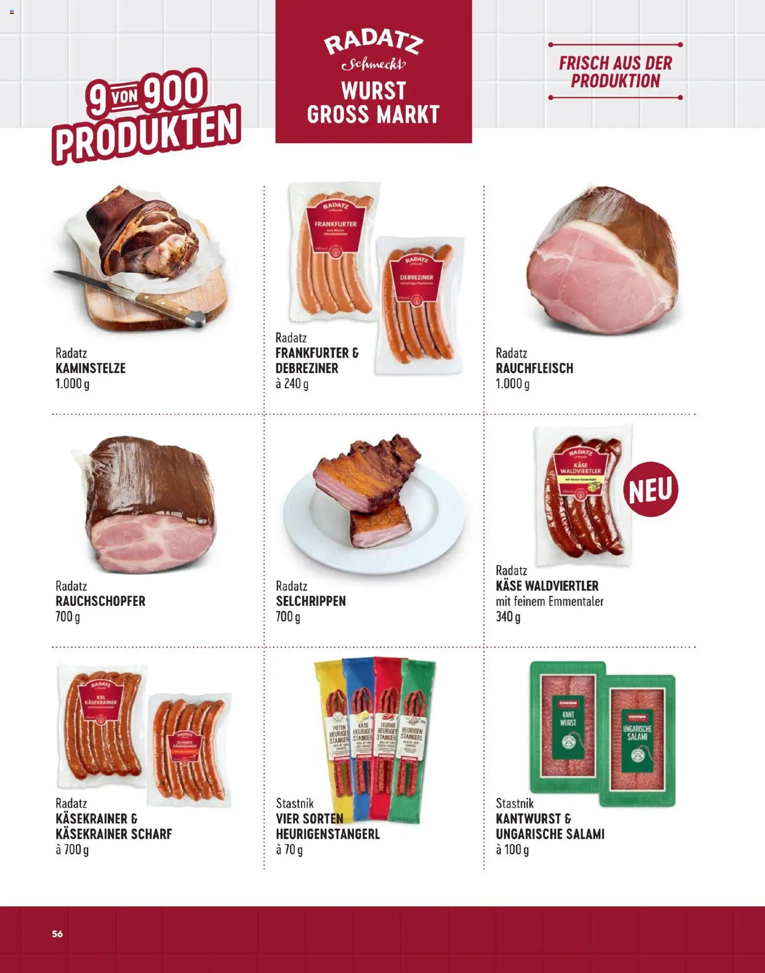 Radatz Schmeckt gültig ab 01.11.2025 | Seite: 56 | Produkte: Wurst, Käse, Salami