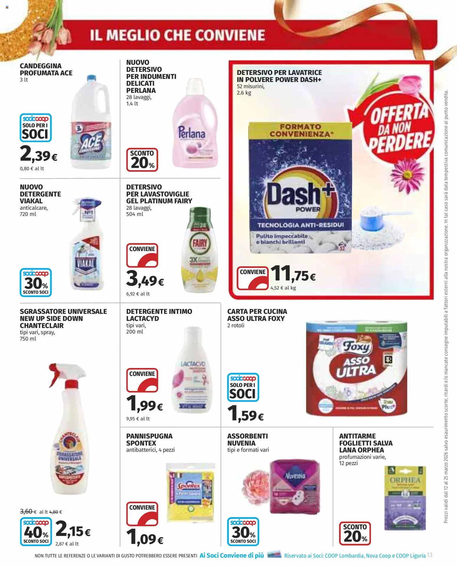 Volantino COOP del 12.03.2026 | Pagina: 13 | Prodotti: Detergente intimo, Detergente, Candeggina, Data
