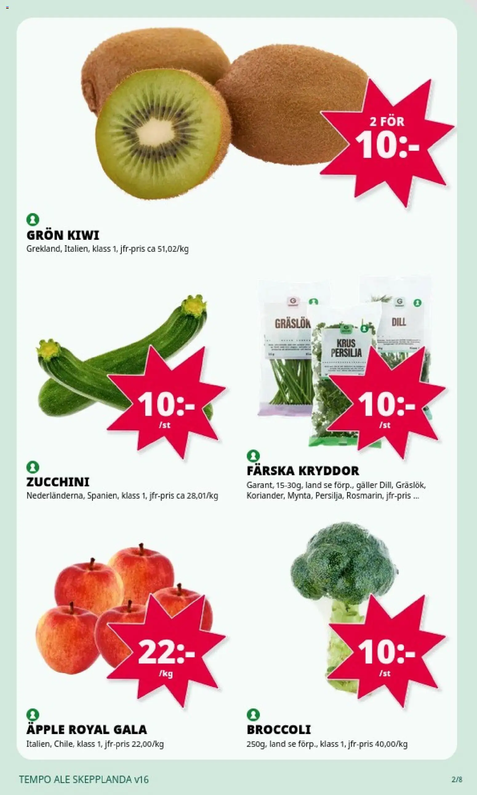 Tempo reklamblad aktuell från 12.04.2026 | Sida: 2 | Produkter: Bh, Te, Zucchini, Persilja