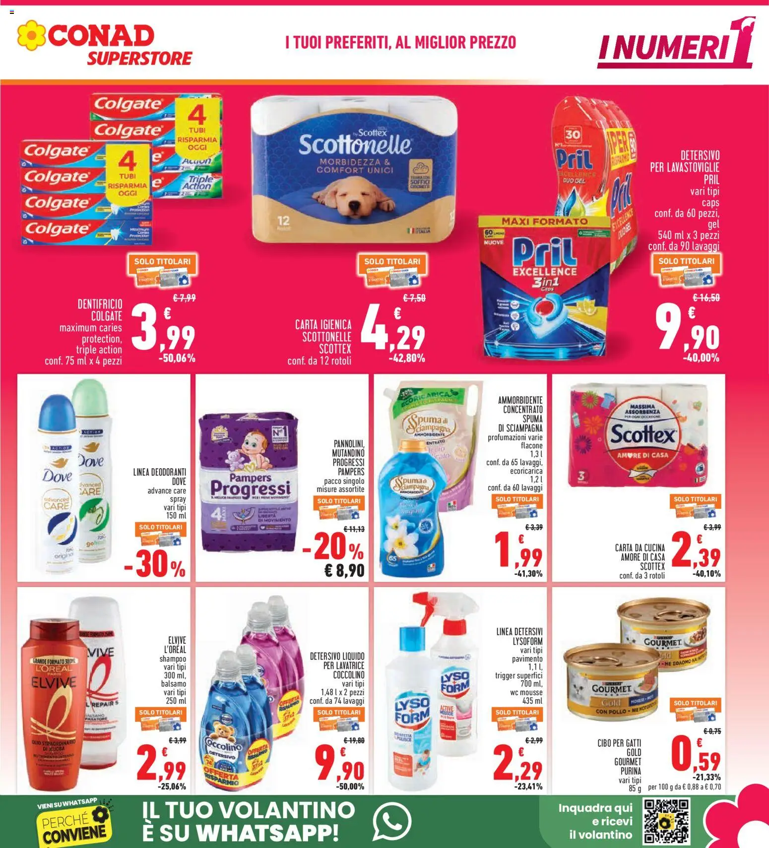 Volantino Conad del 08.04.2026 | Pagina: 5 | Prodotti: Carta igienica, Dentifricio, Lavastoviglie, Pampers