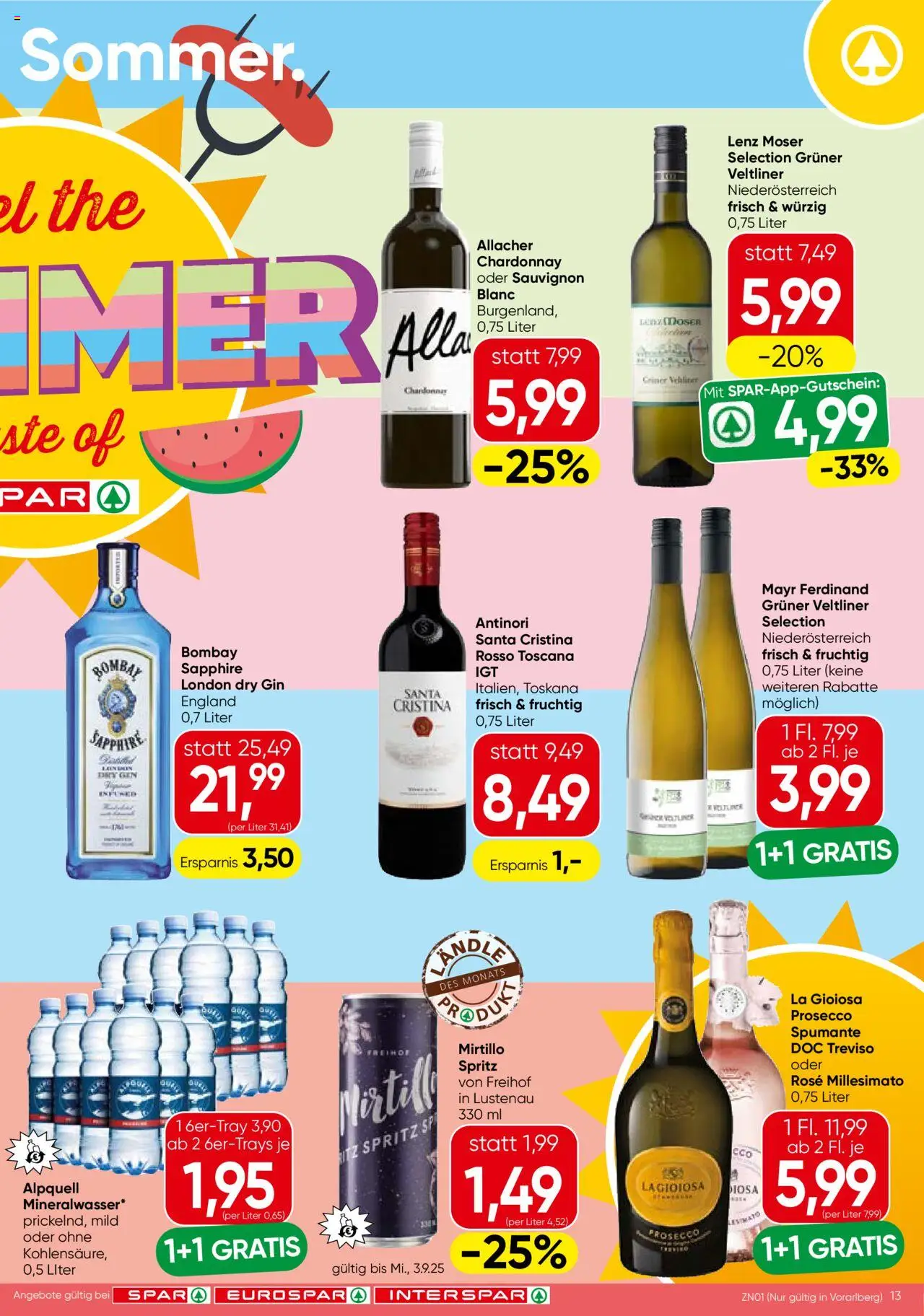 Spar Flugblatt - Vorarlberg gültig ab 14.08.2025 | Seite: 13 | Produkte: Gin