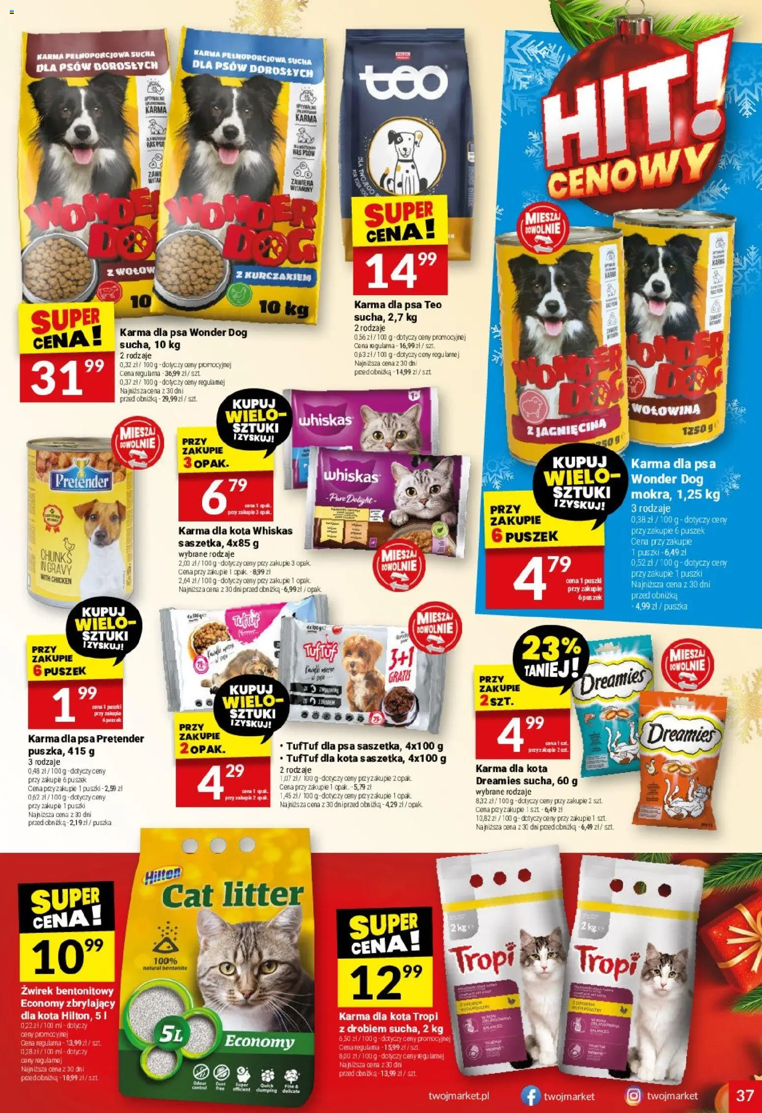 Twój Market Gazetka od 03.12.2025 | Strona: 37 | Produkty: Jagnięcina, Karma dla kota, Karma dla psa, Żwirek bentonitowy