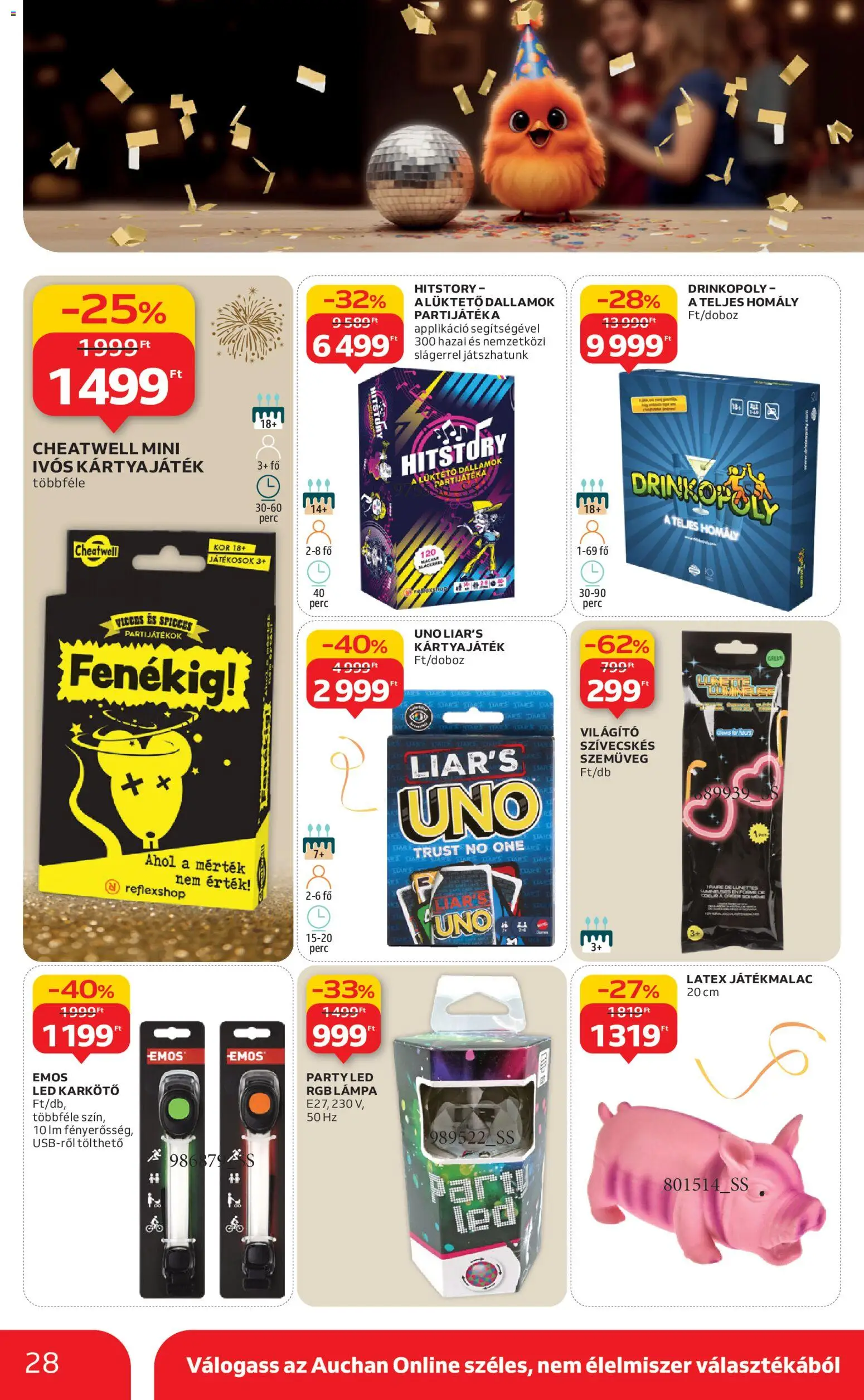 Auchan akciós ujság - amely érvényes a következő dátumtól: 27.12.2025 | Oldal: 28 | Termékek: Szemüveg, Karkötő, Lámpa