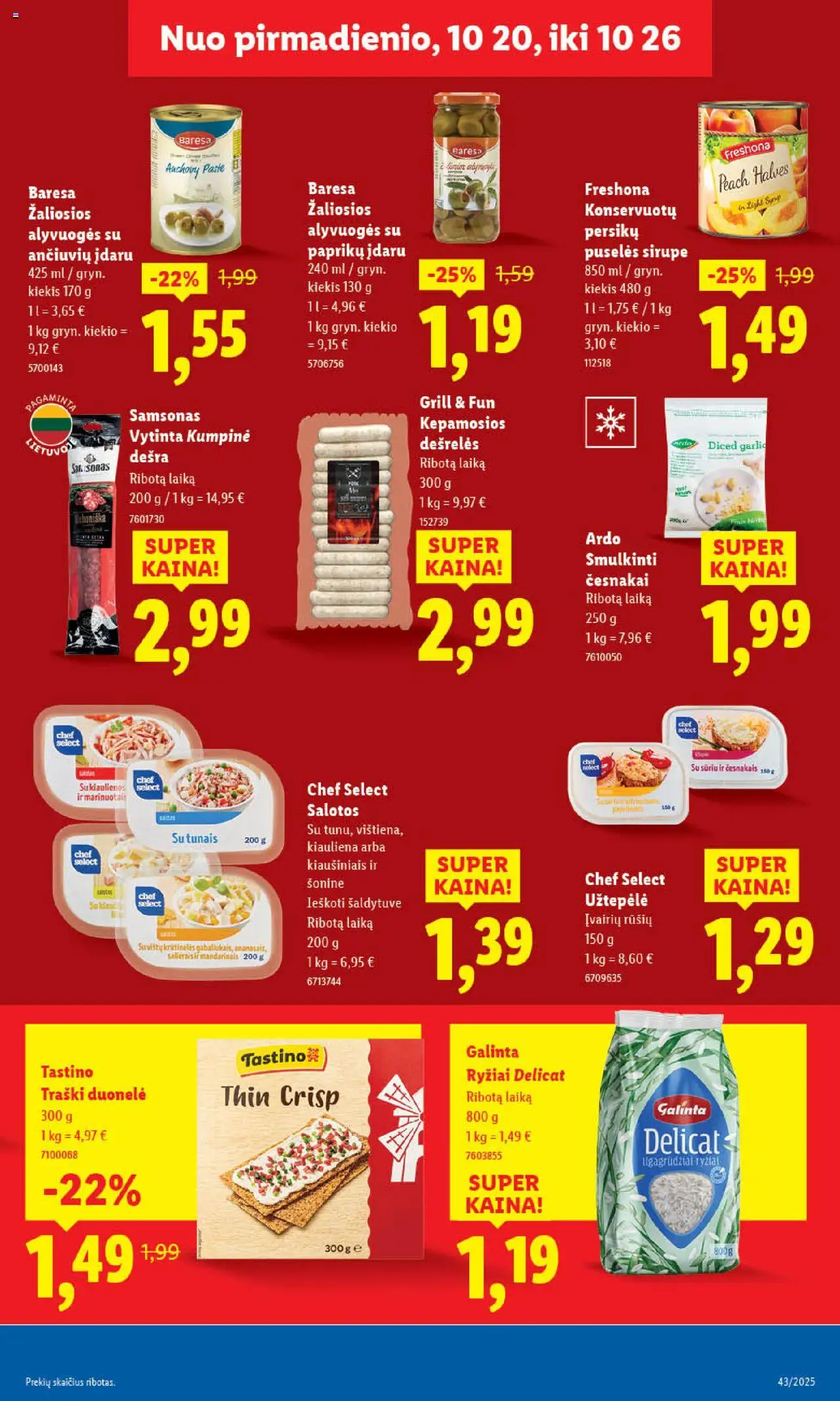 LIDL akcijos nuo 20.10.2025 | Puslapis: 43 | Prekių: Užtepėlė, Kiaulienos, Dešra, Kiauliena