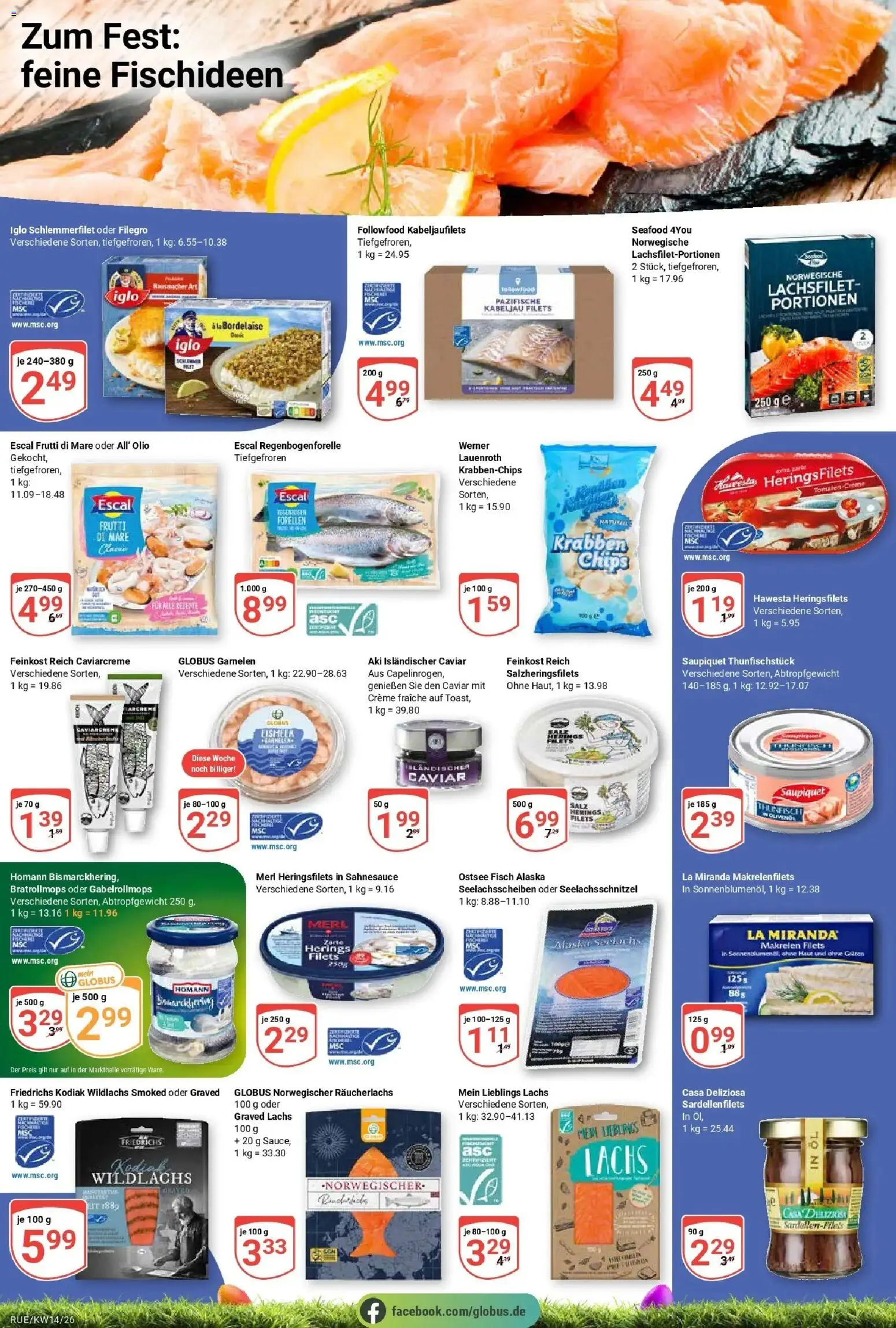 Globus prospekt Rüsselsheim	 – gültig ab 30.03.2026 | Seite: 17 | Produkte: Iglo, Garnelen, Lachs, Räucherlachs