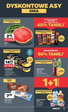 Netto gazetka - Spożywcza od 14.07.2025 | Strona: 3 | Produkty: Arbuz, Wafle, Kabanosy, Lody manhattan