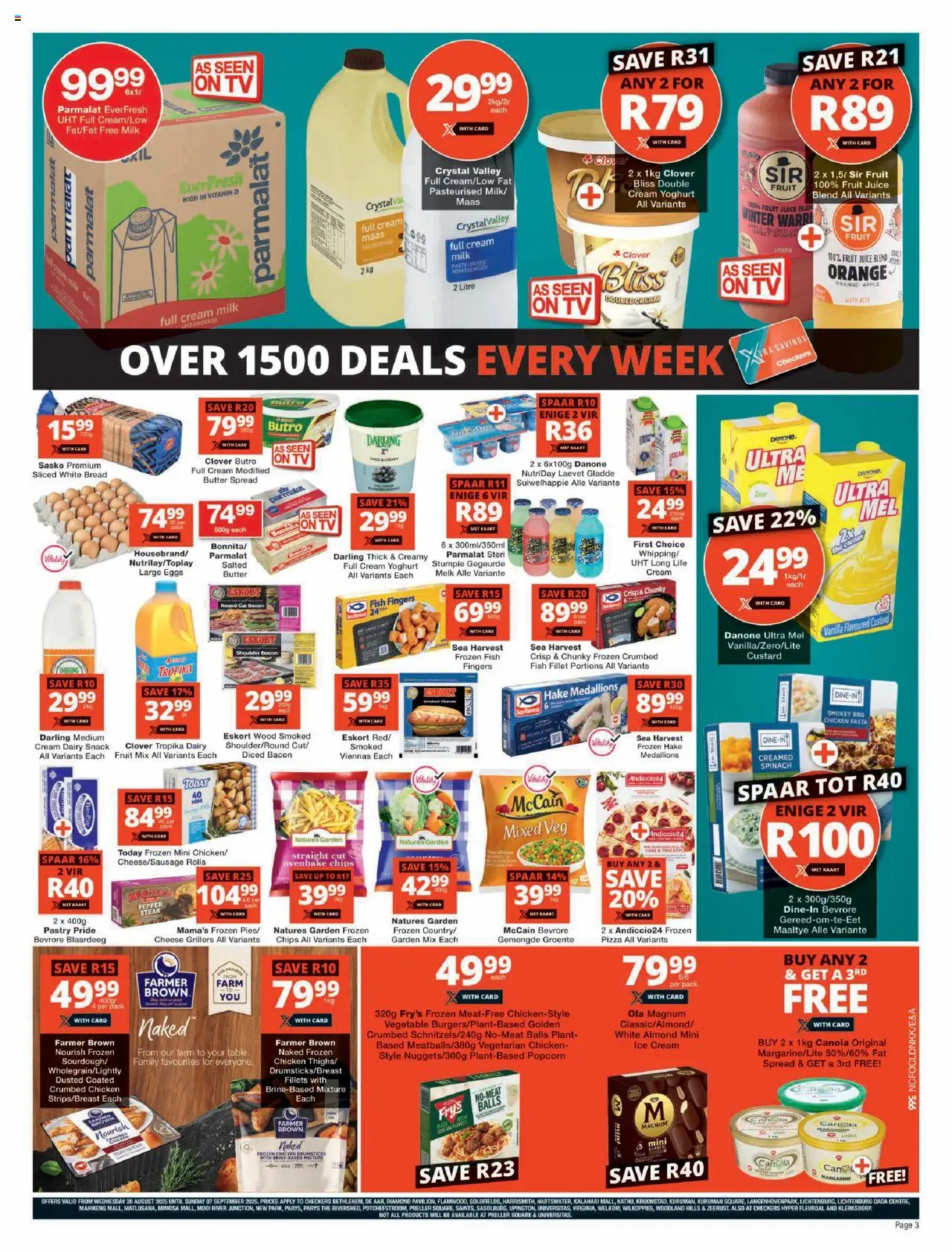 Checkers Northern Cape - August Month-End Promotion │ valid from 20.08.2025 | Page: 3 | Products: Eggs, Pizza, Pineapple, Pasta