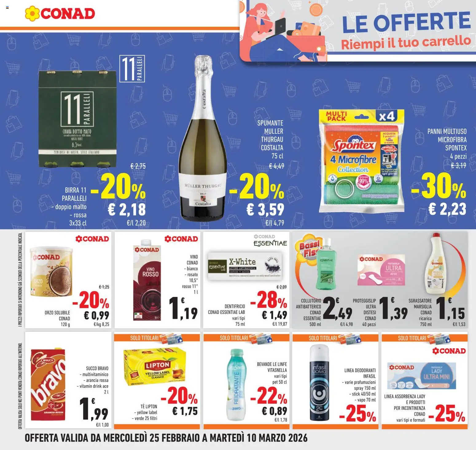 Volantino Conad del 25.02.2026 | Pagina: 28 | Prodotti: Birra, Tè, Arancia, Vino bianco