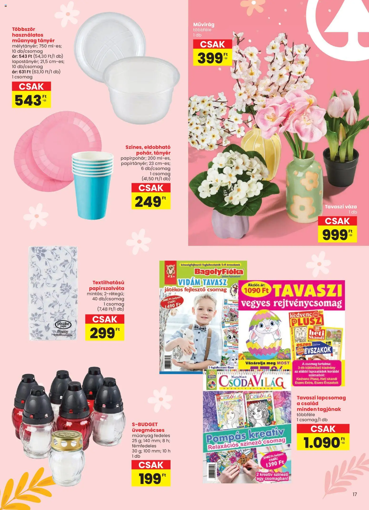 Interspar akciós ujság - amely érvényes a következő dátumtól: 04.03.2026 | Oldal: 17 | Termékek: Váza, Tányér, Művirág