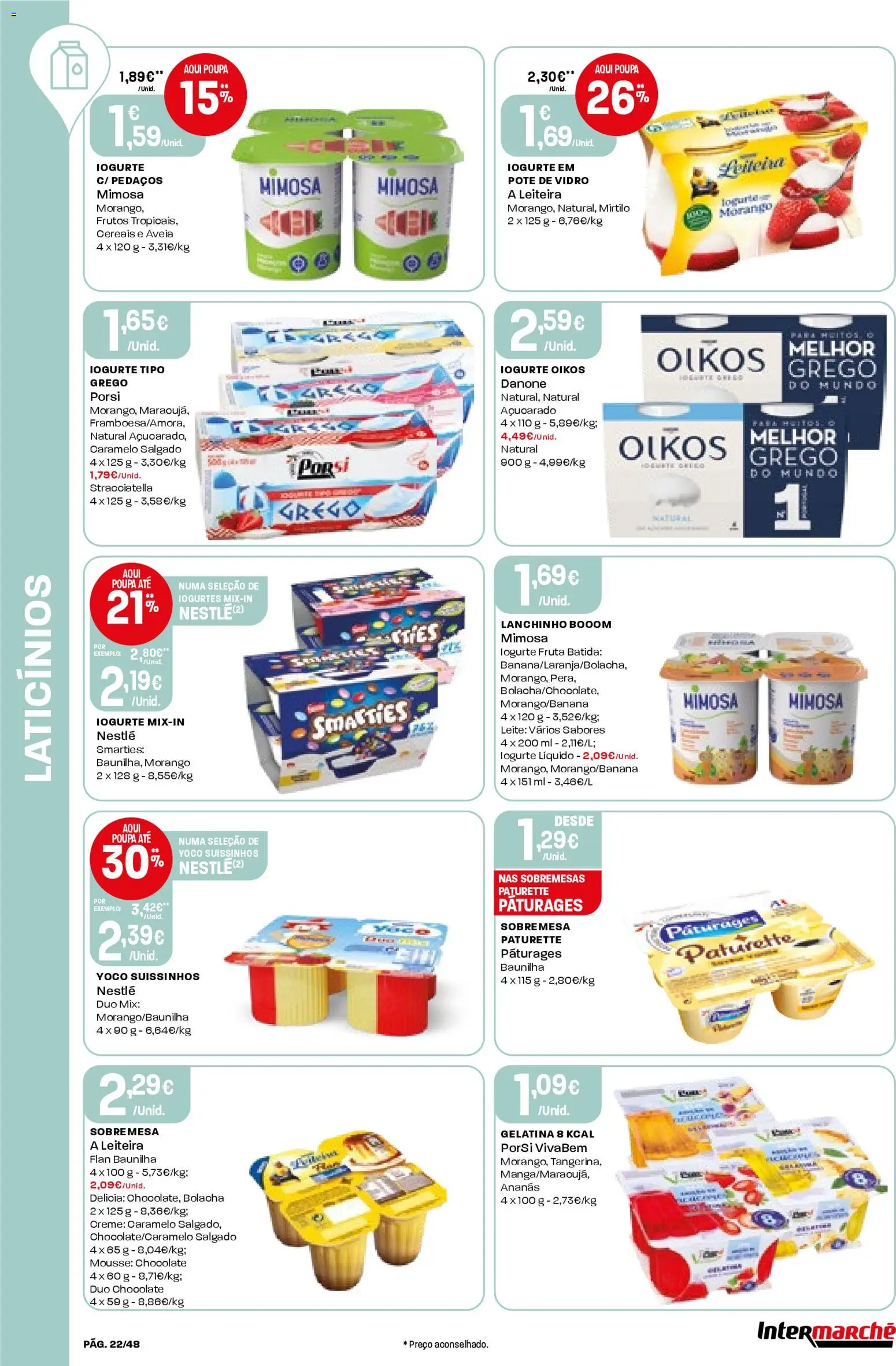 Intermarché folheto │ válido de 16.04.2026 | Página: 22 | Produtos: Gelatina, Leite, Cereais, Creme