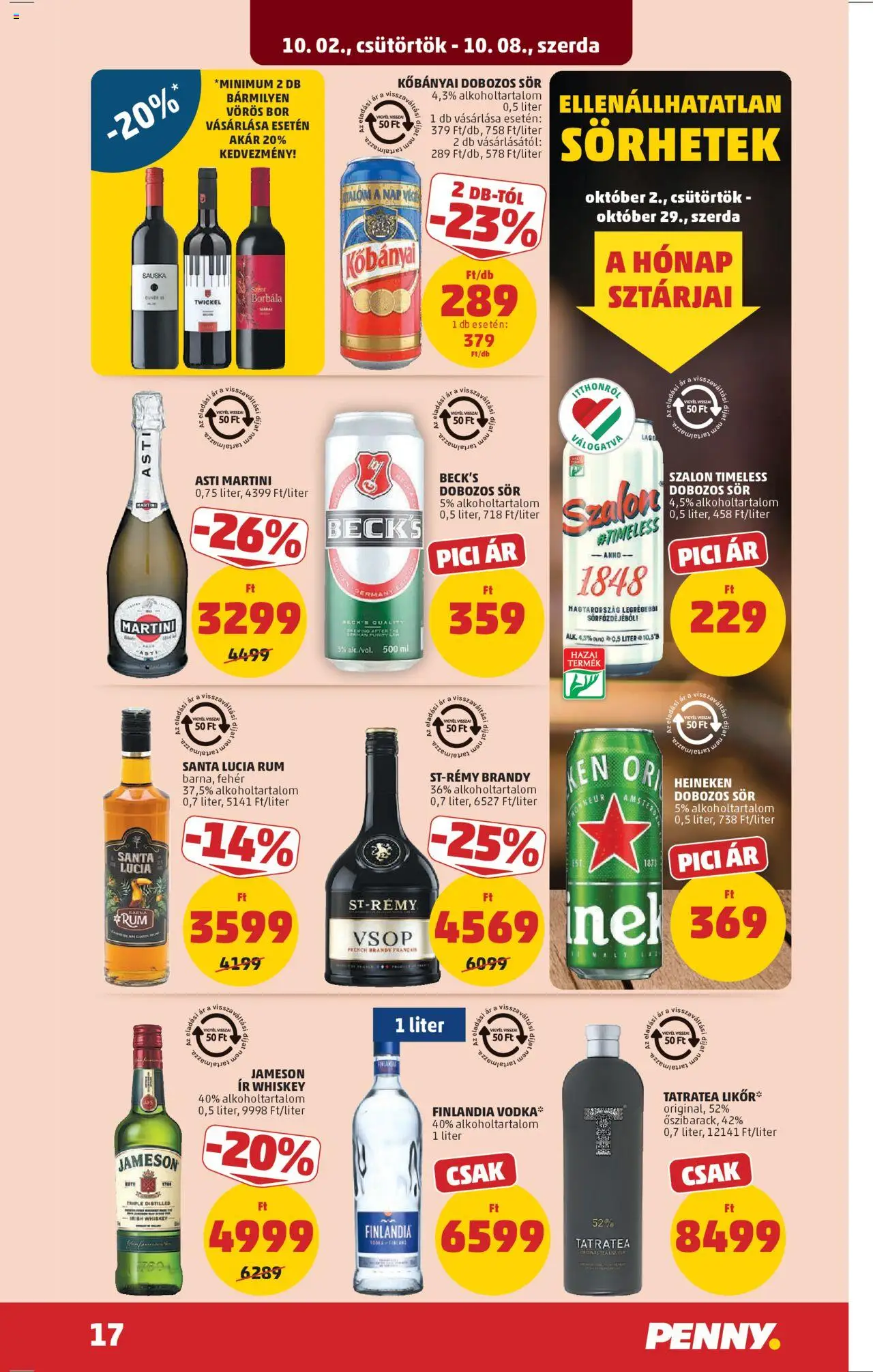 PENNY akciós ujság - amely érvényes a következő dátumtól: 02.10.2025 | Oldal: 22 | Termékek: Heineken, Brandy, Bor, Vodka