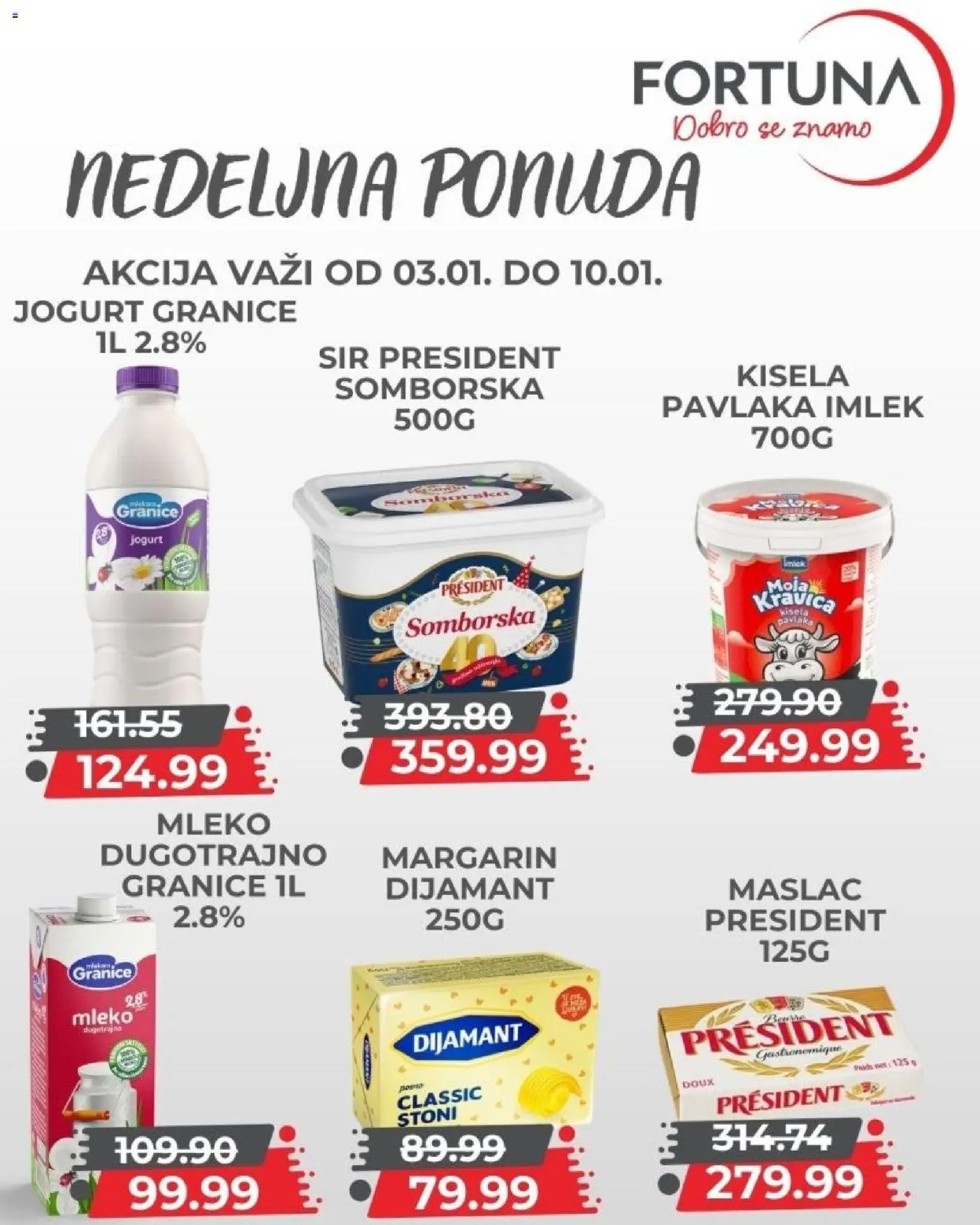 Fortuna Market katalog - važi od 03.01.2026 | Strana: 7 | Proizvode: Maslac, Margarin, Mleko, Jogurt