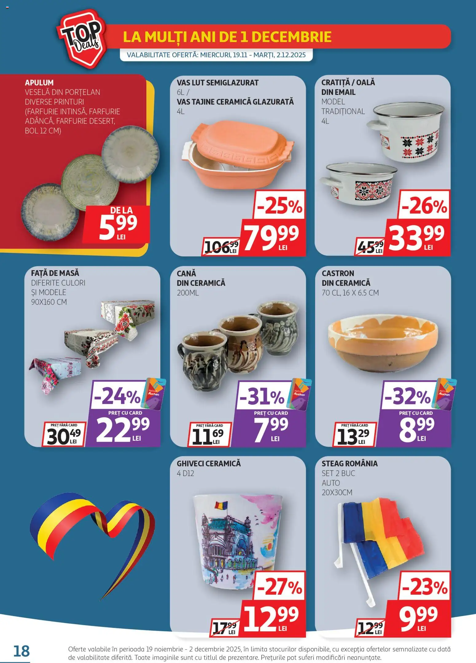 Noul catalog Auchan – valabil de la 19.11.2025 | Pagină: 18 | Produse: Față de masă, Bol, Ghiveci, Farfurie