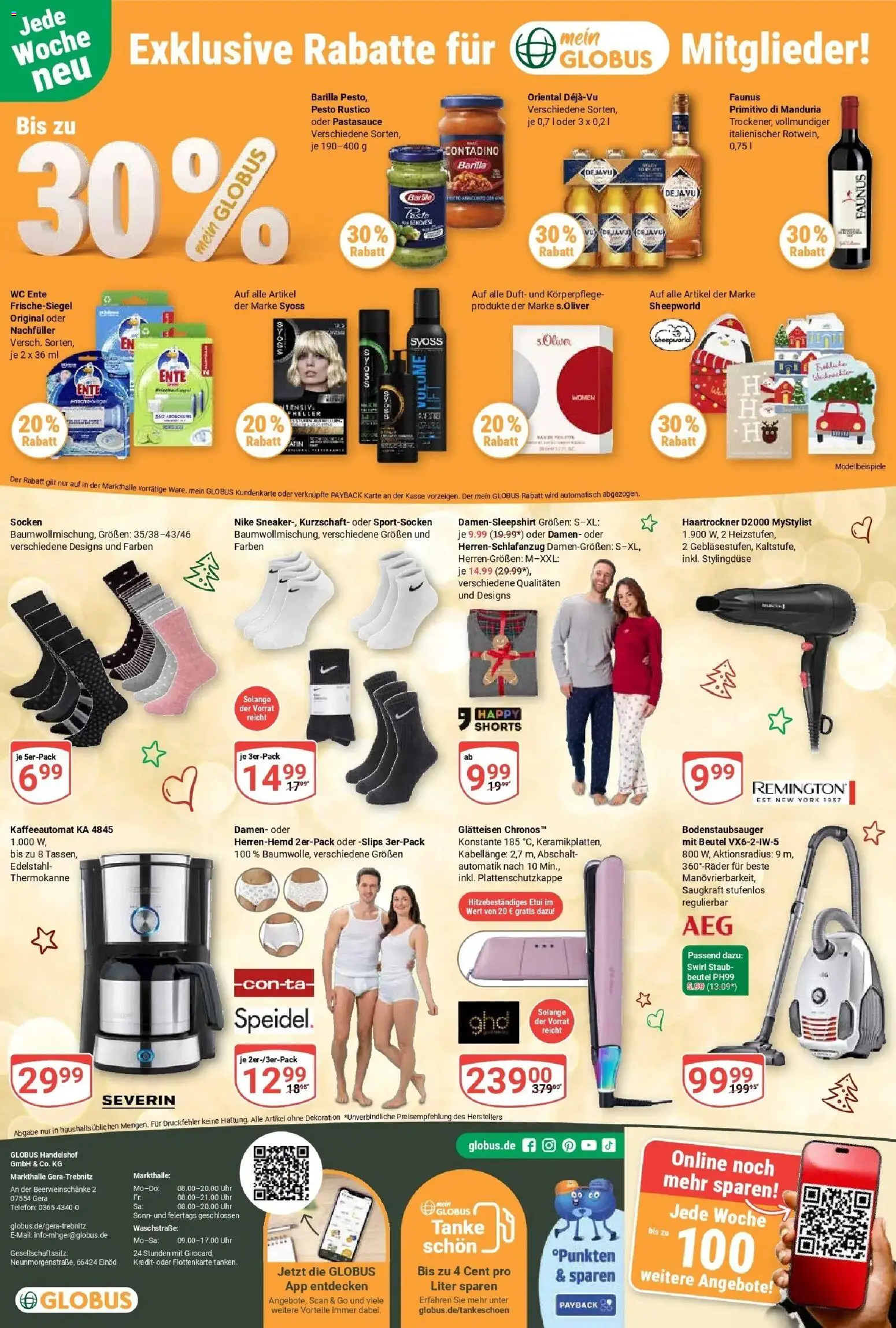 Globus prospekt Gera	 – gültig ab 01.12.2025 | Seite: 34 | Produkte: Barilla, Duft, Socken, Glätteisen
