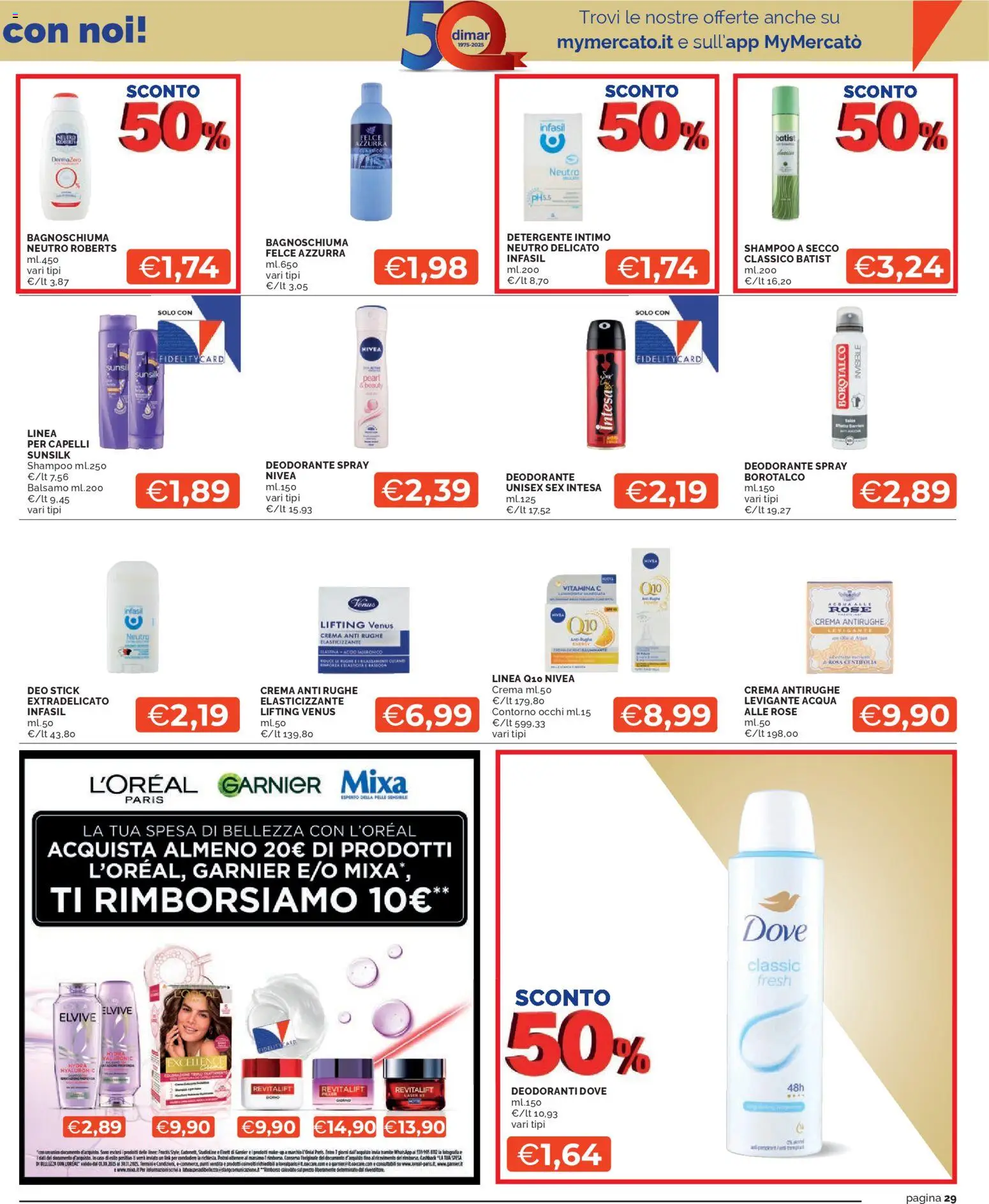 Volantino Mercatò del 27.10.2025 | Pagina: 29 | Prodotti: Shampoo, Crema, Detergente intimo, Intimo