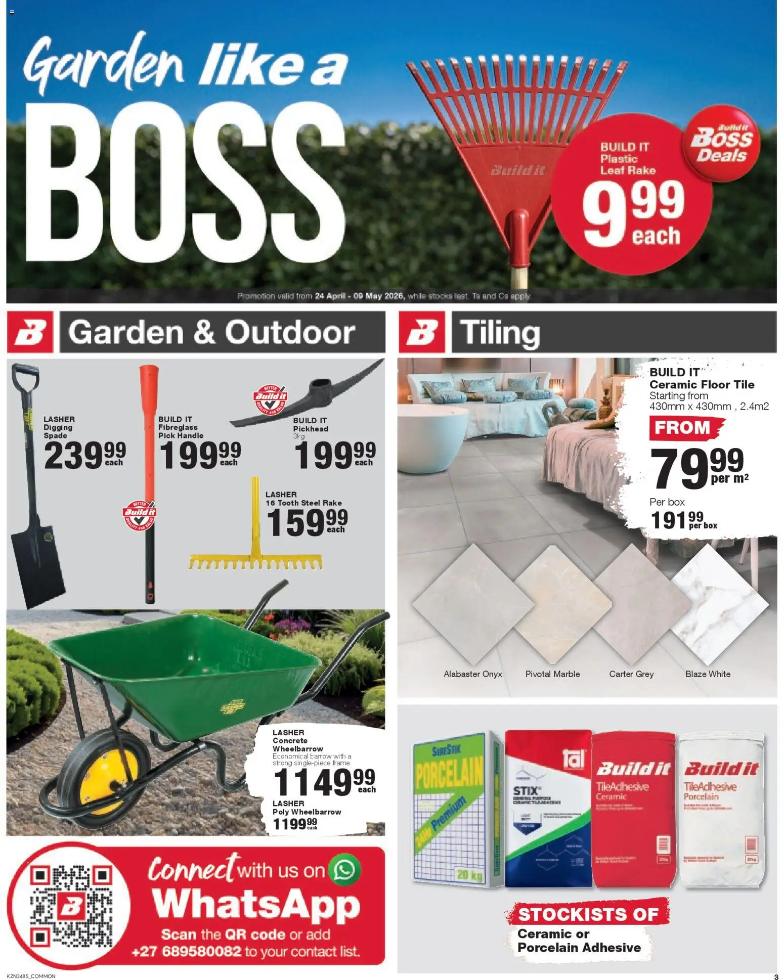 New Build It catalogue – valid from 24.04.2026 | Page: 3 | Products: Frame, Box, Tiling, Wheelbarrow