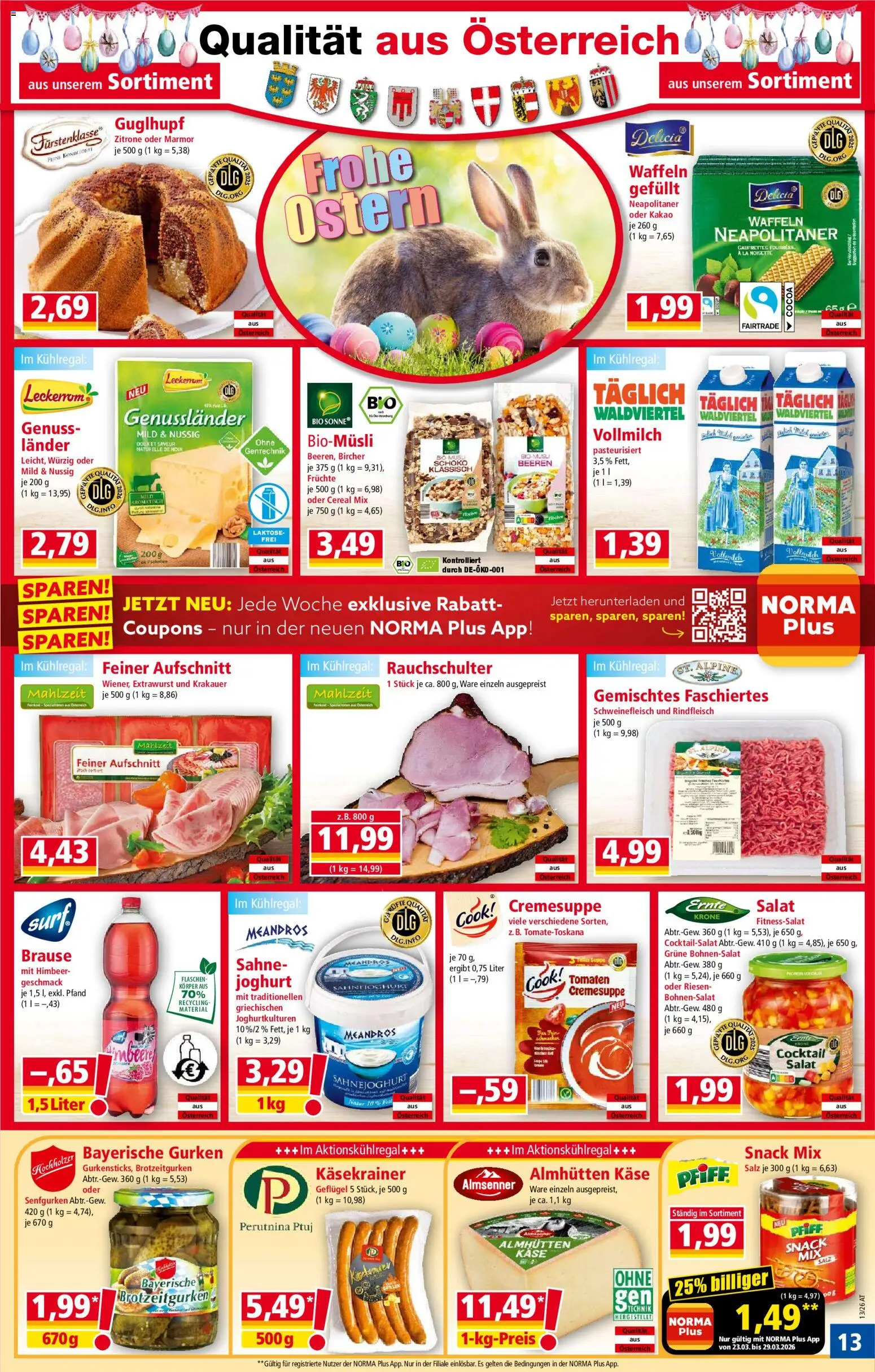Norma Flugblatt gültig ab 23.03.2026 | Seite: 13 | Produkte: Gurken, Zitrone, Joghurt, Tomaten