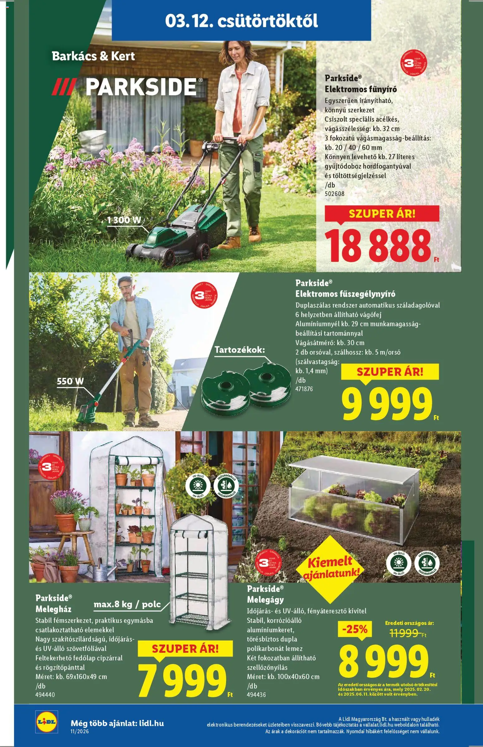 Lidl akciós ujság - amely érvényes a következő dátumtól: 12.03.2026 | Oldal: 6 | Termékek: Lemez, Polc, Elektromos fűnyíró, Fűszegélynyíró