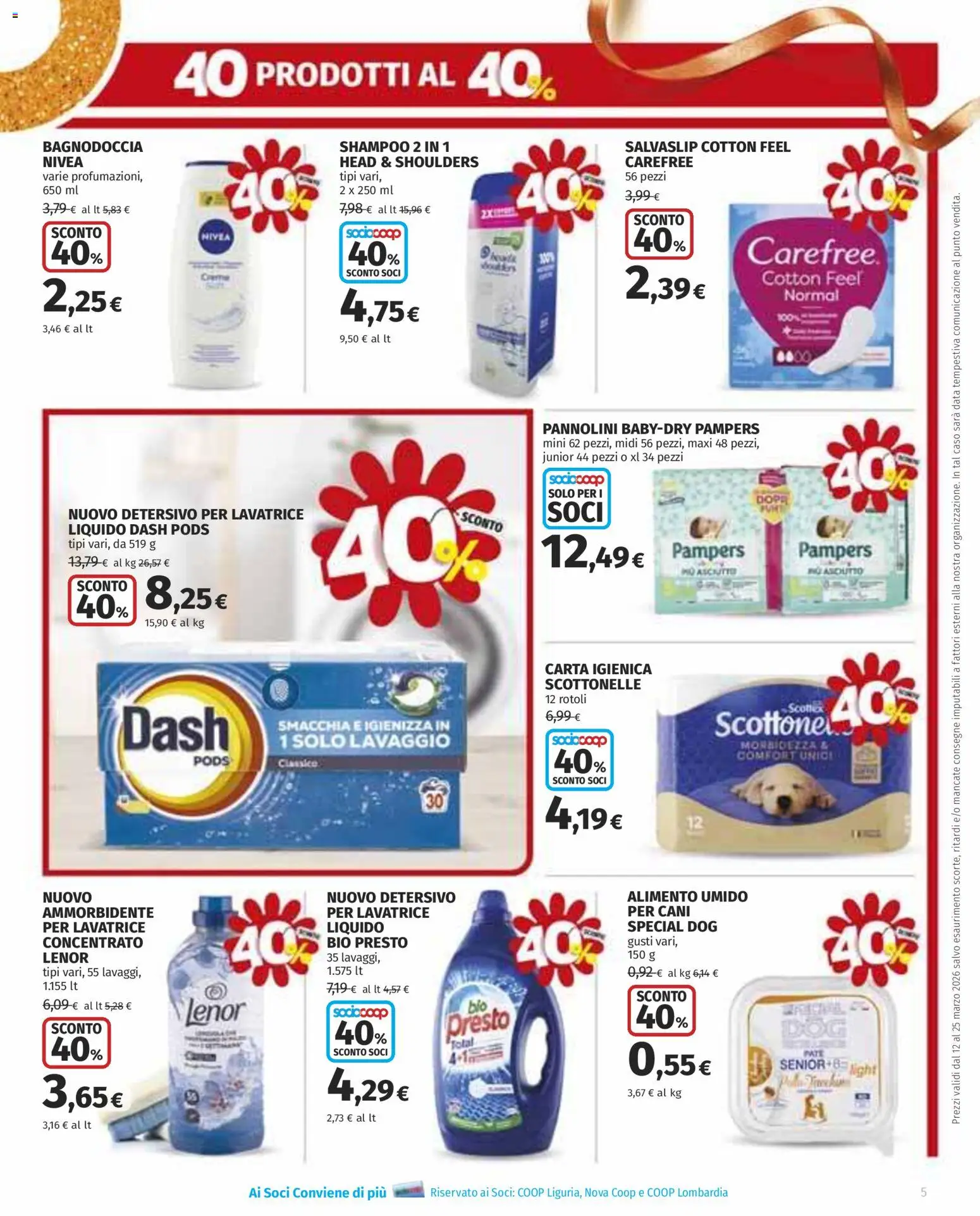 Volantino COOP del 12.03.2026 | Pagina: 5 | Prodotti: Shampoo, Pannolini, Carta igienica, Data