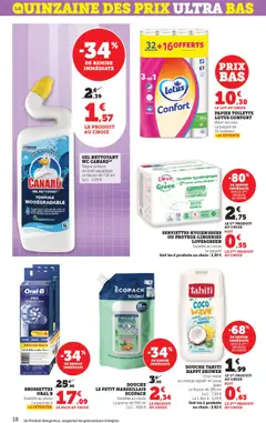  | Page: 18 | Produits: Lait d'amande, Gel nettoyant, Papier toilette, Lait
