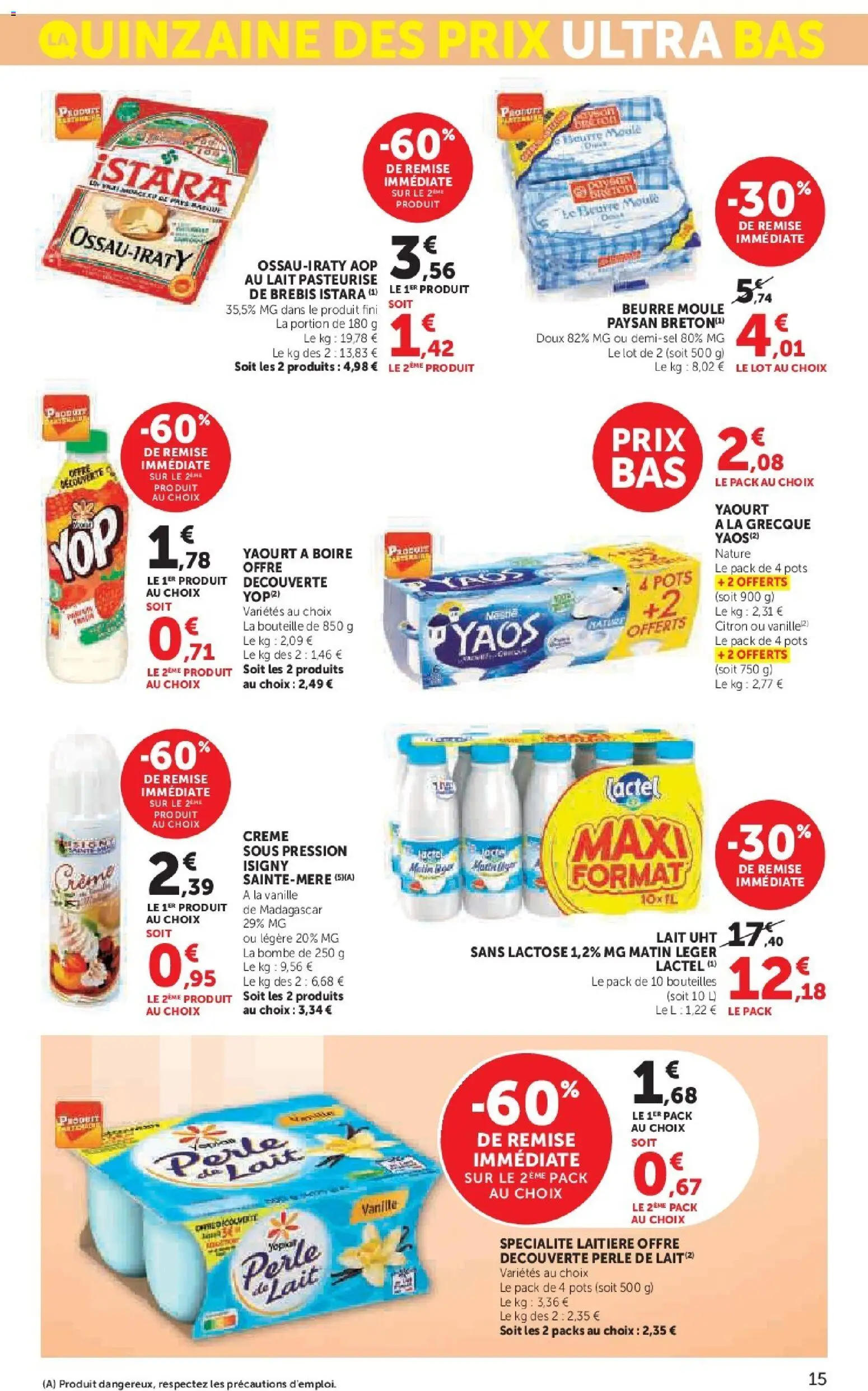 {H1} | Page: 15 | Produits: Citron, Yaourt à boire, Lait, Yaourt