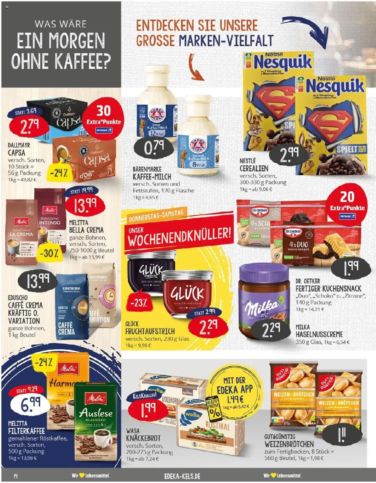 Edeka prospekt Ratingen	 - gültig ab dem 20.07.2025 | Seite: 14 | Produkte: Kaffee, Milka, Erdbeeren, Eduscho