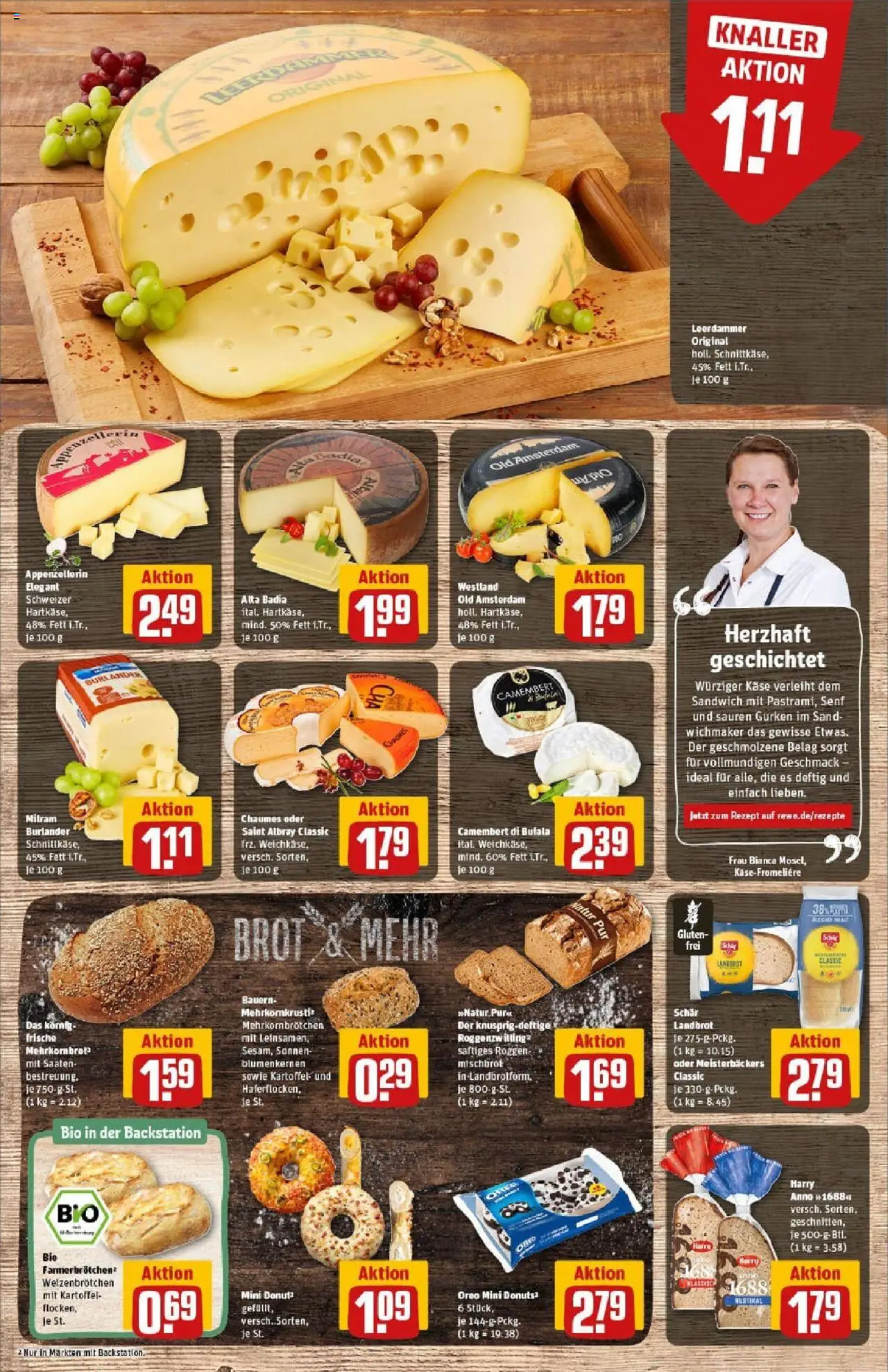 Rewe prospekt Geesthacht	 – gültig ab 01.09.2025 | Seite: 13 | Produkte: Leerdammer, Donuts, Brot, Gurken