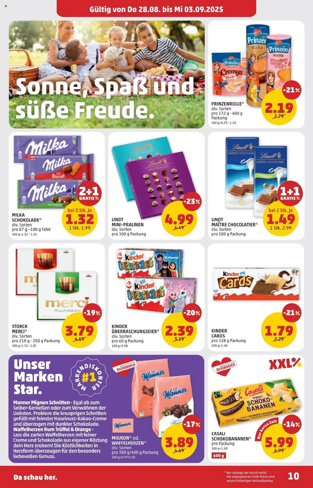 Penny Markt Flugblatt gültig ab 28.08.2025 | Seite: 10 | Produkte: Creme, Schokolade, Bananen