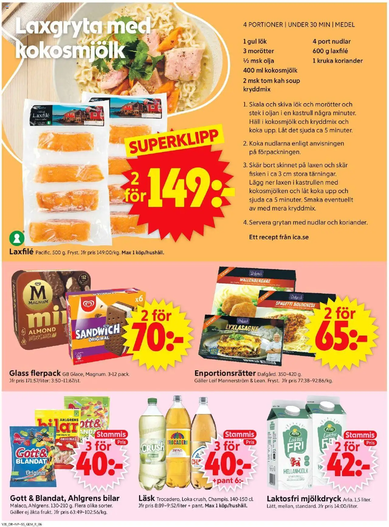 ICA Supermarket reklamblad aktuell från 28.07.2025 | Sida: 8 | Produkter: Gem, Loka, Gul lök, Glass