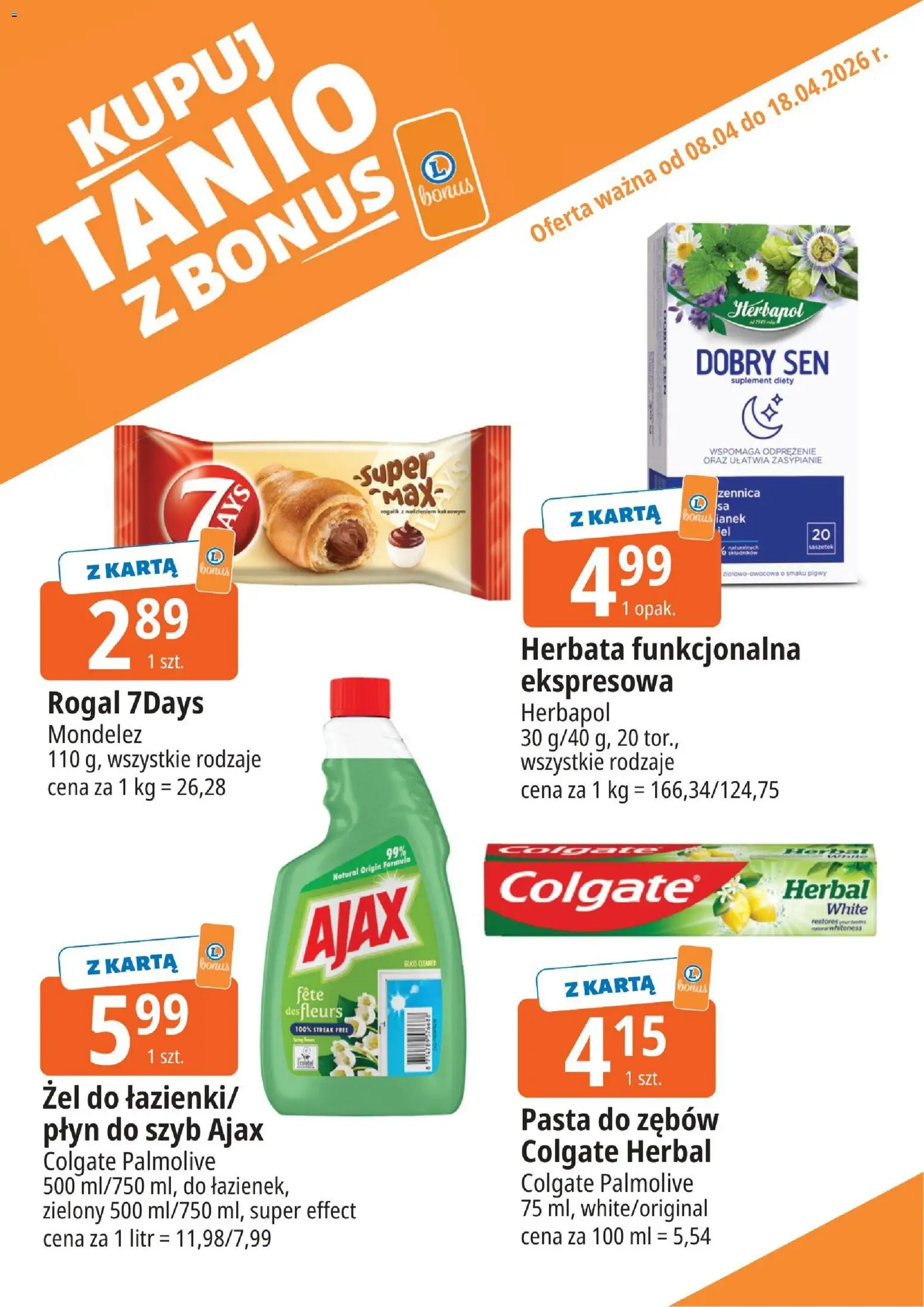 E.Leclerc gazetka - Tychy kupony dodatkowe od 08.04.2026 | Strona: 10 | Produkty: Karta, Cleaner, Herbata, Pasta do zębów