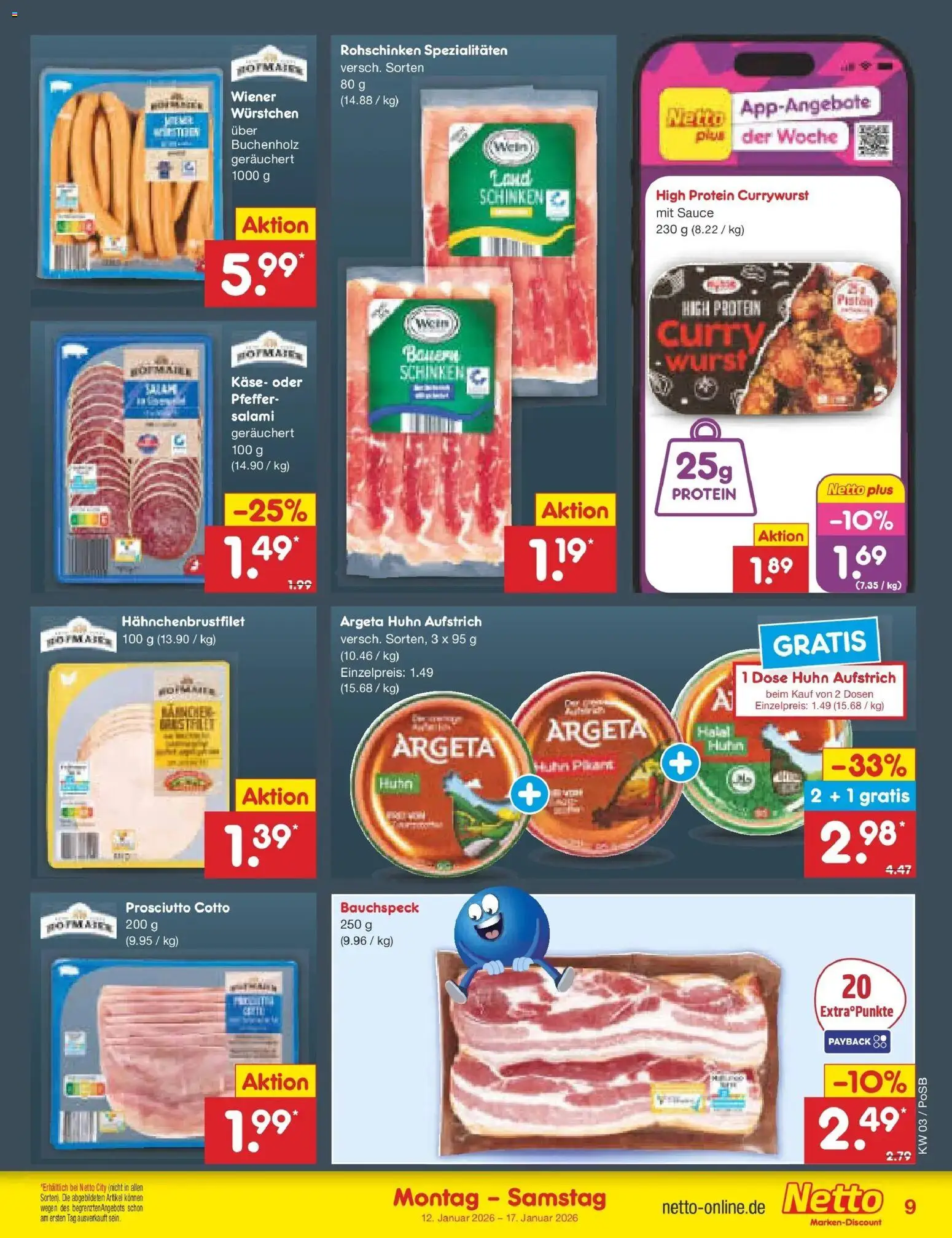 Netto Marken-Discount prospekt Regensburg	 – gültig ab 12.01.2026 | Seite: 9 | Produkte: Käse, Pfeffer, Wurst, Schinken