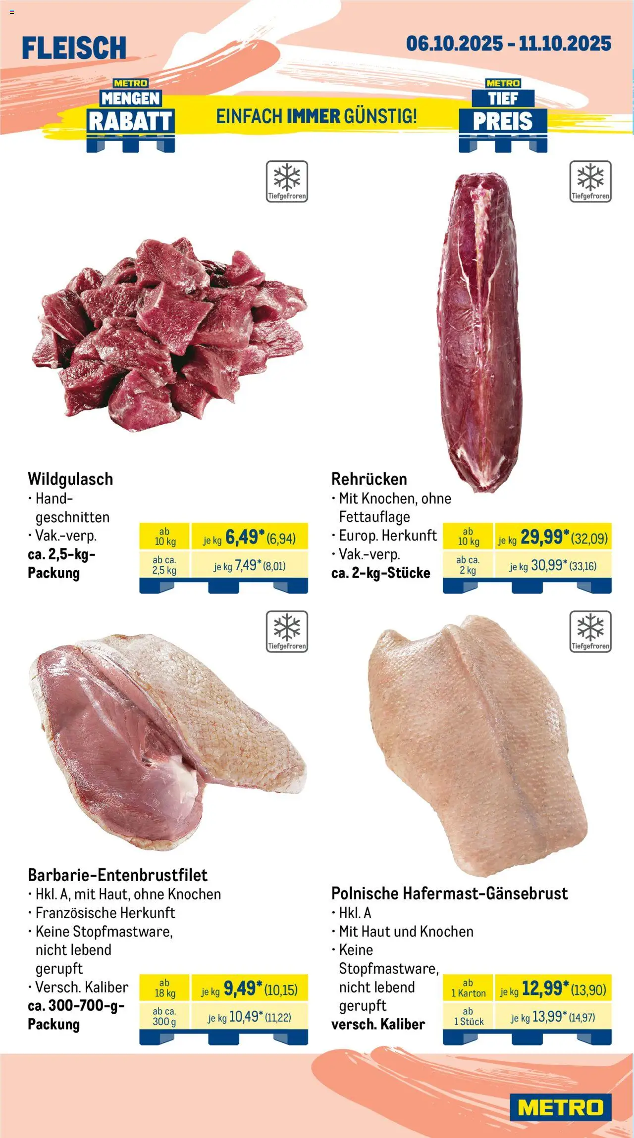 Metro  Wochen-Angebote Gastro – gültig ab 06.10.2025 | Seite: 4 | Produkte: Fleisch