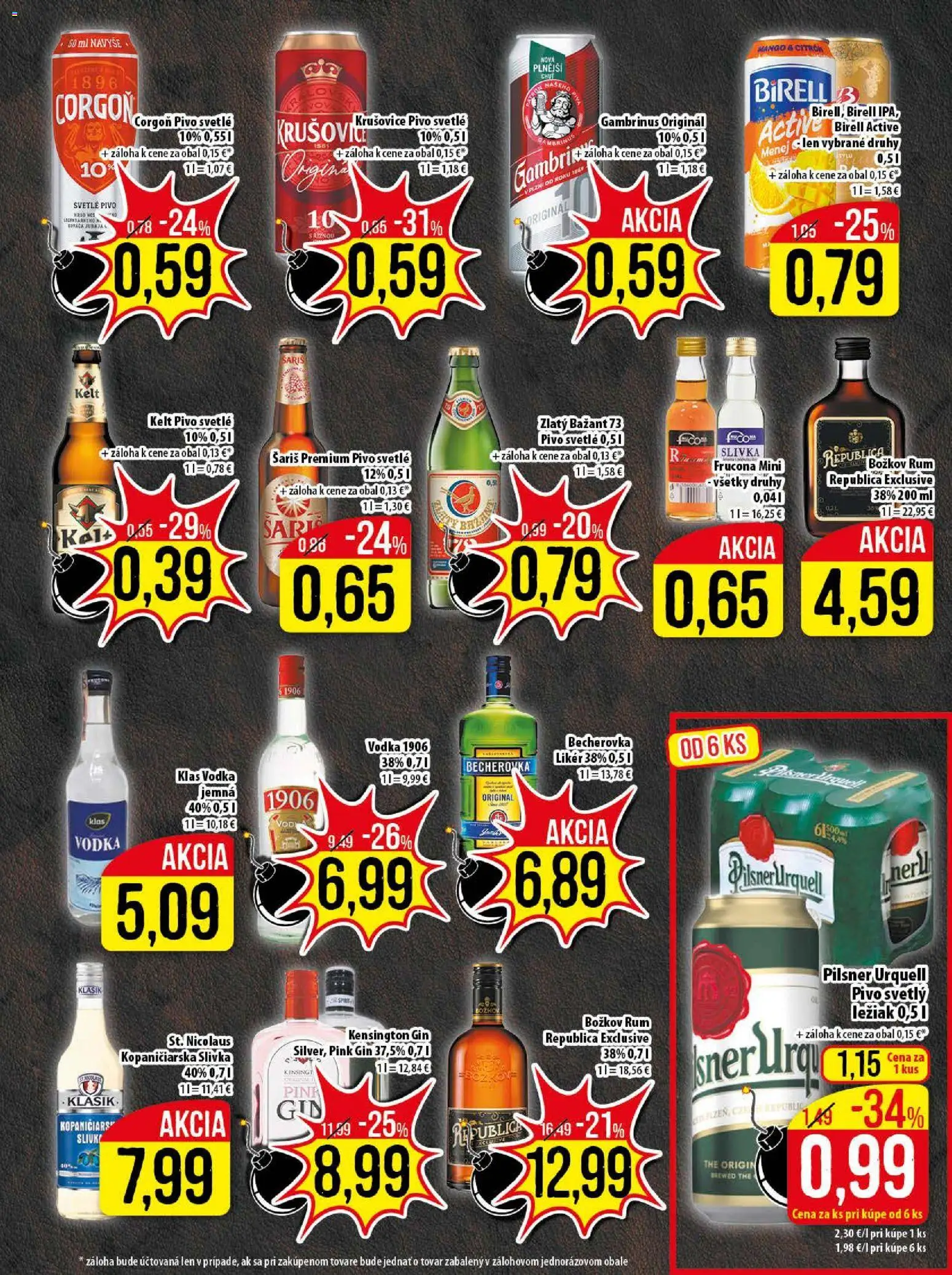 Nové Klas akcie – leták je platný od 27.10.2025 | Strana: 20 | Produkty: Pilsner Urquell, Šariš, Corgoň, Vodka