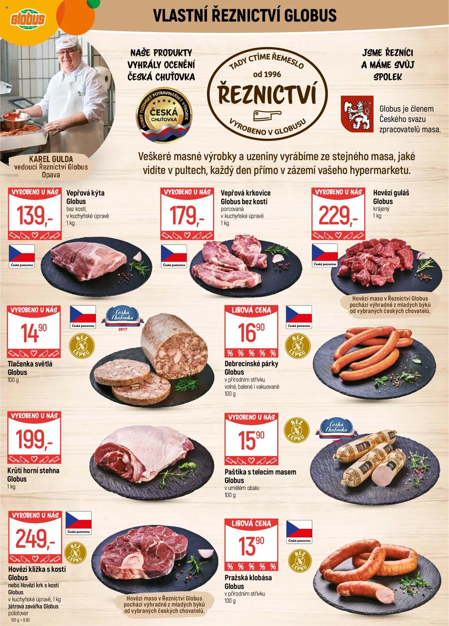 Globus leták - Opava od 18.03.2026 | Strana: 5 | Produkty: Párky, Hovězí kližka, Tlačenka, Vepřová Kýta