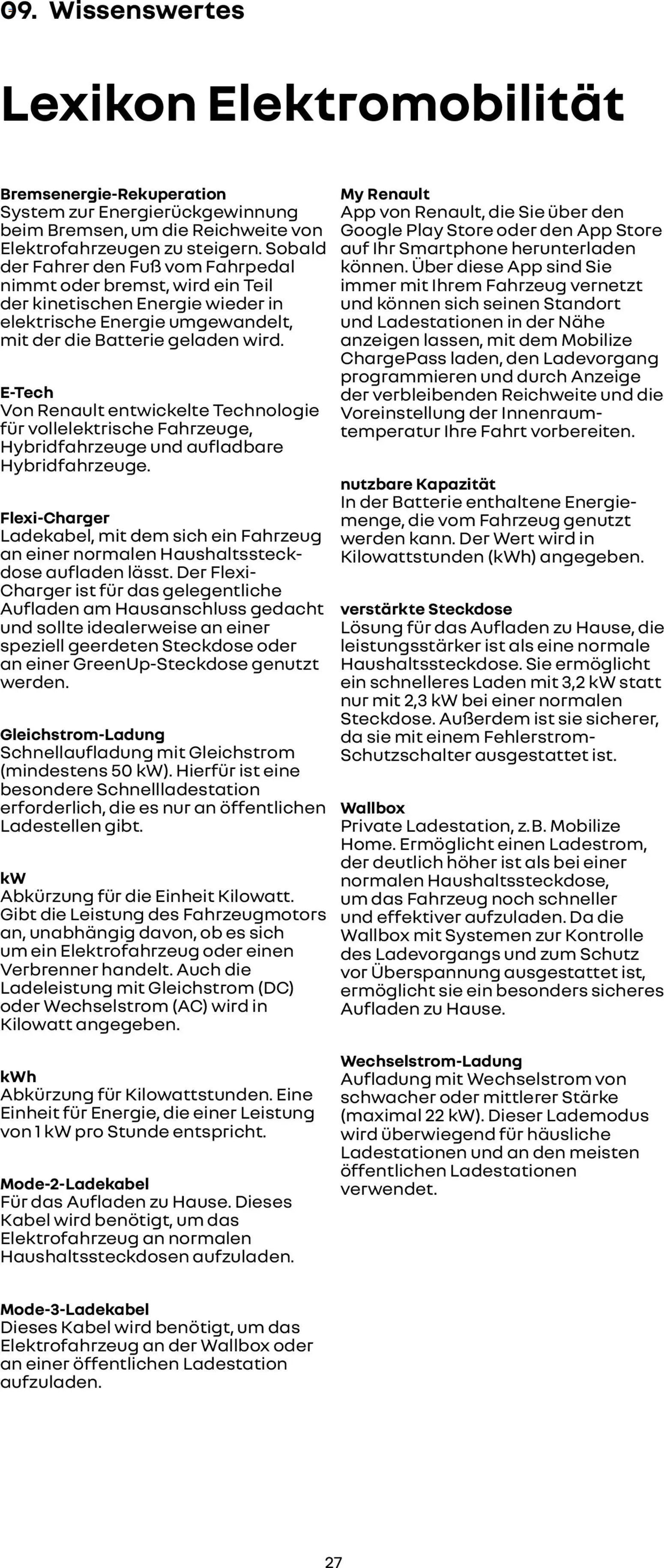 Renault Megane E-Tech – gültig ab 14.01.2026 | Seite: 27 | Produkte: Kabel, Steckdose, Batterie, Smartphone