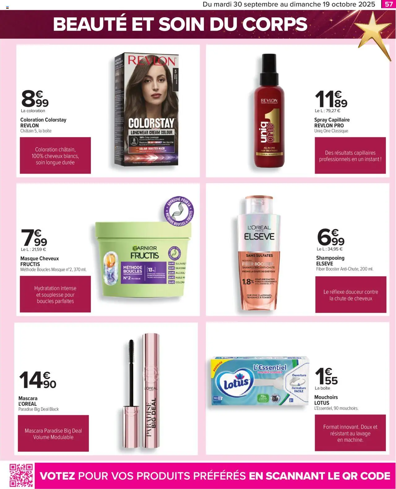  | Page: 57 | Produits: Mascara, Shampooing, Mouchoirs, Huile