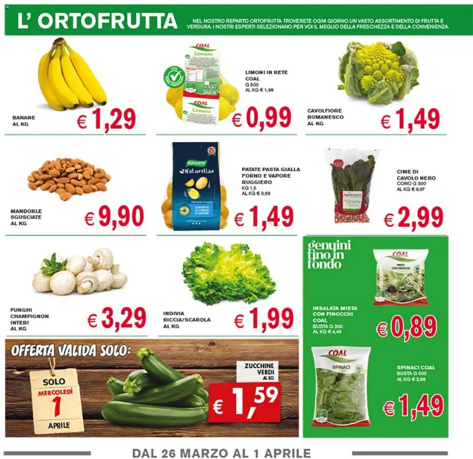 Volantino Coal del 26.03.2026 | Pagina: 2 | Prodotti: Banane, Frutta, Cavolfiore, Forno