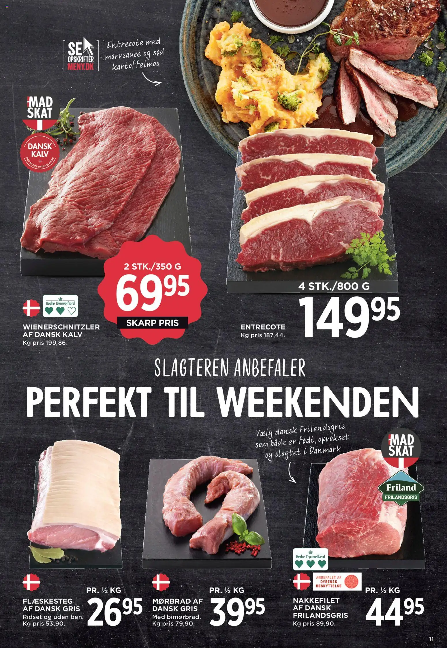 Meny tilbudsavis – gyldig fra 24.10.2025 | Side: 12 | Produkter: Entrecote, Flæskesteg, Nakkefilet, Søm