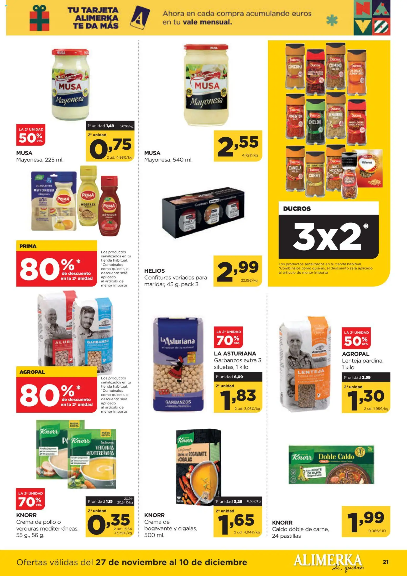 Alimerka folleto Asturias │ válido desde el 27.11.2025 | Página: 21 | Productos: Crema, Té, Οθόνη προβολής