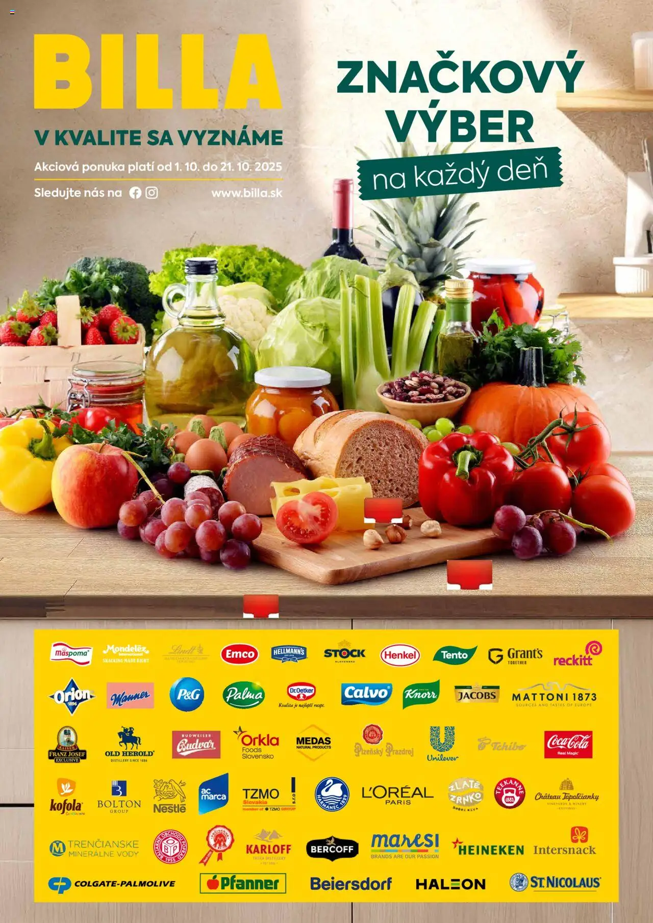 Nové Billa akcie – leták je platný od 01.10.2025 | Strana: 1 | Produkty: Budvar, Mattoni