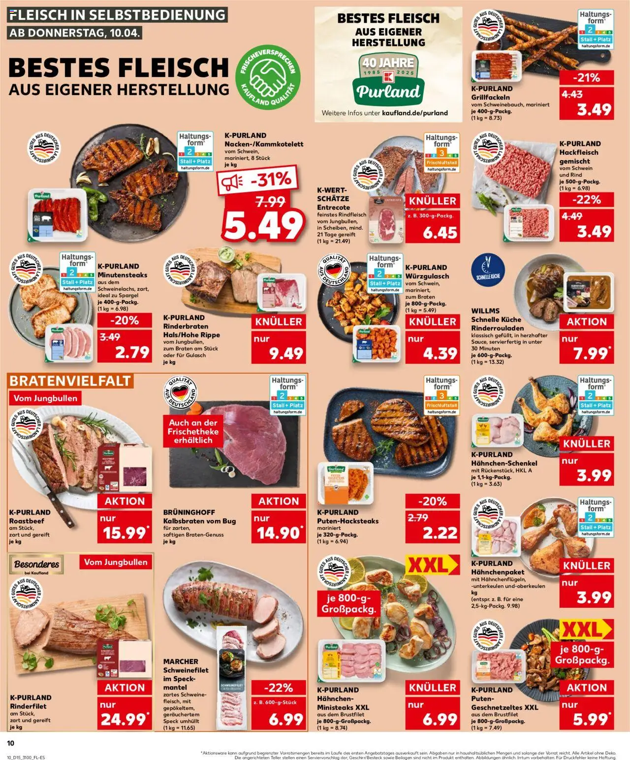 Kaufland - Leipzig-Reudnitz-Thonberg, Dresdner Straße 80 - gültig ab dem 10.04.2025 | Seite: 10 | Produkte: Rinderfilet, Roastbeef, Schweinefilet, Fleisch
