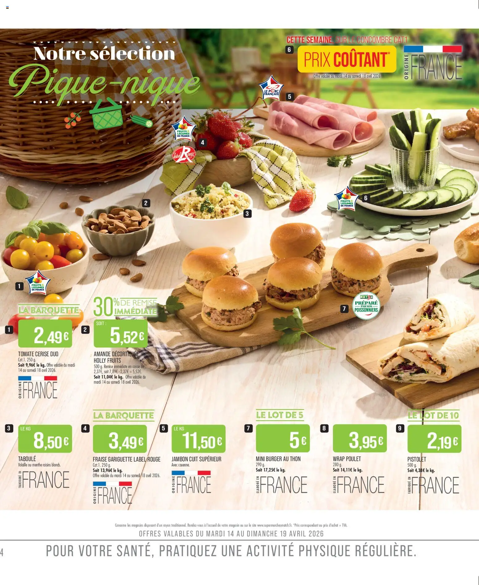 {H1} | Page: 4 | Produits: Amande, Volaille, Thon, Tomate cerise