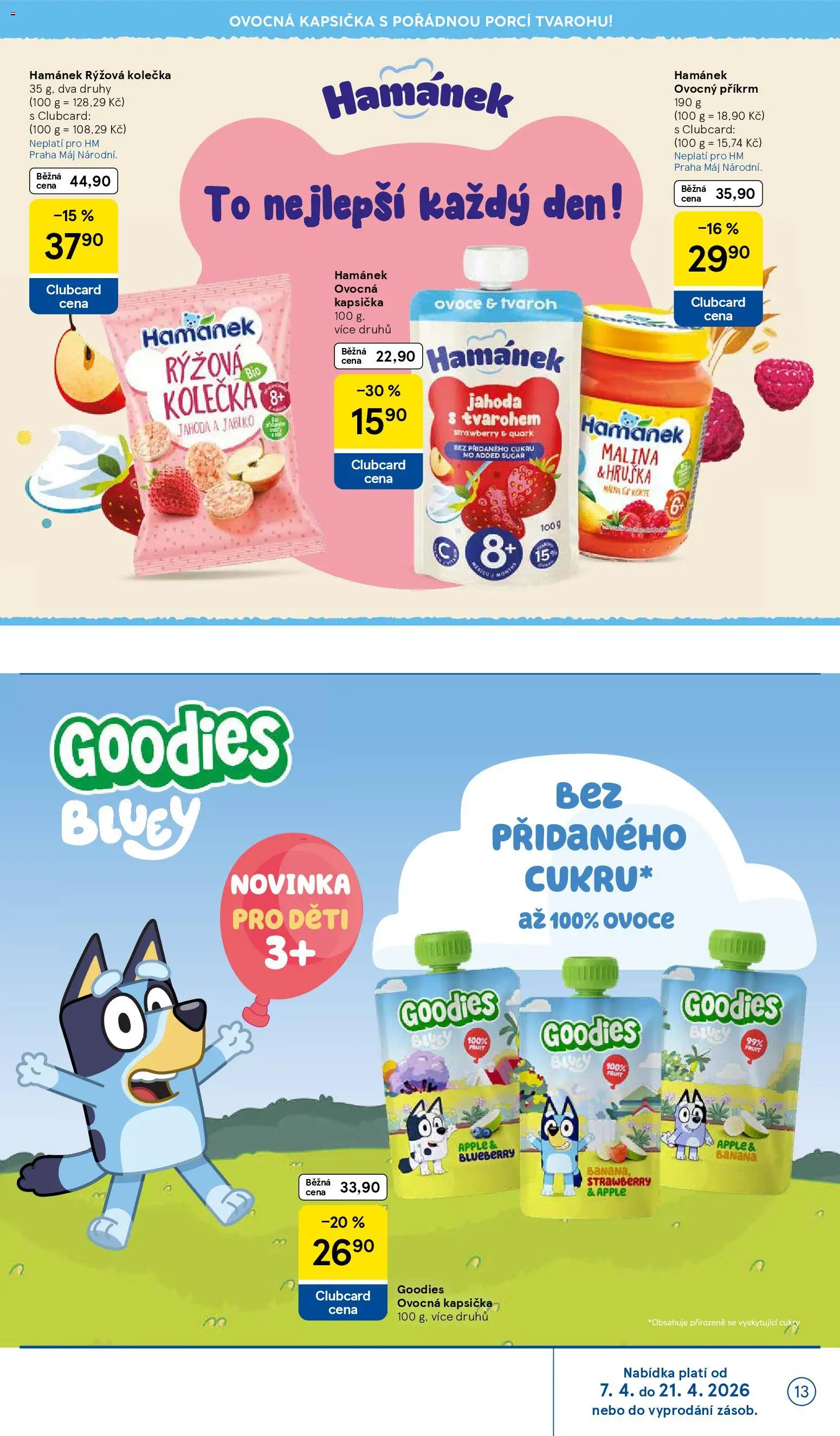 Tesco leták - Hypermarket od 15.04.2026 | Strana: 13 | Produkty: Ovoce, Tvaroh, Ovocná kapsička, Hamánek